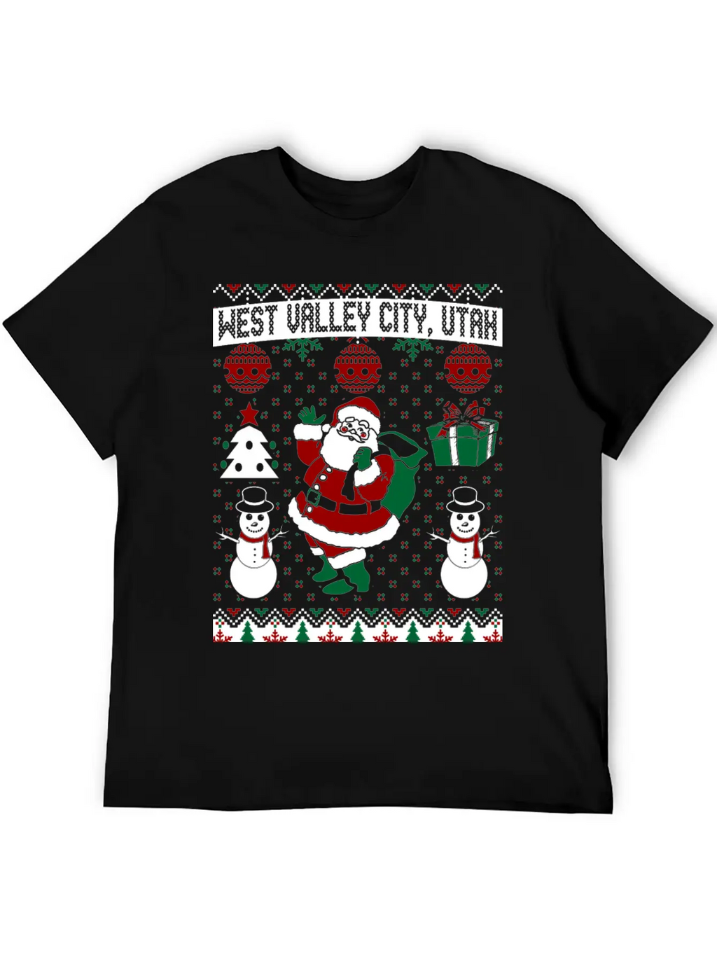 Christmas Ugly Sweater West Valley City Utah Breathable Soft Cotton T-Shirt – Timeless Casual Look