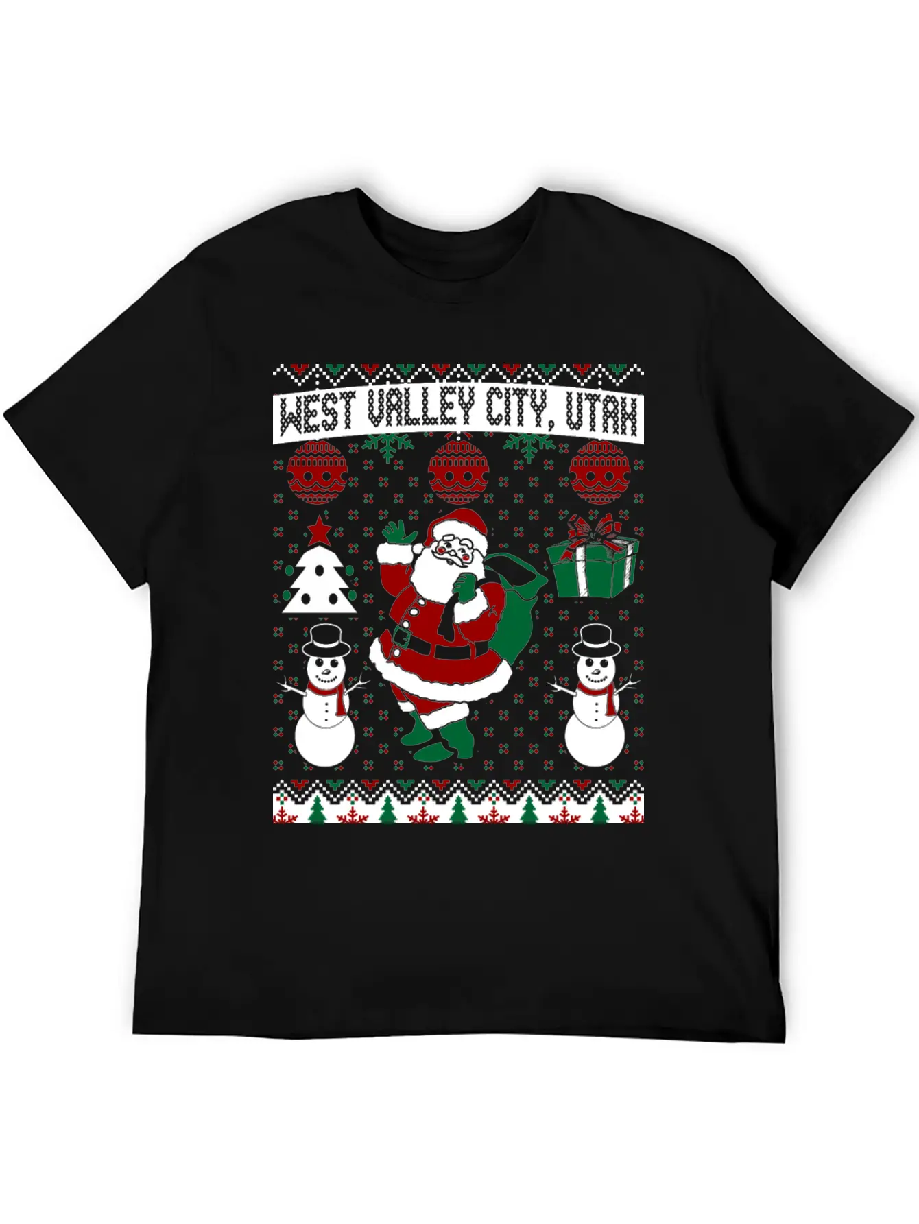 Christmas Ugly Sweater West Valley City Utah Breathable Soft Cotton T-Shirt – Timeless Casual Look
