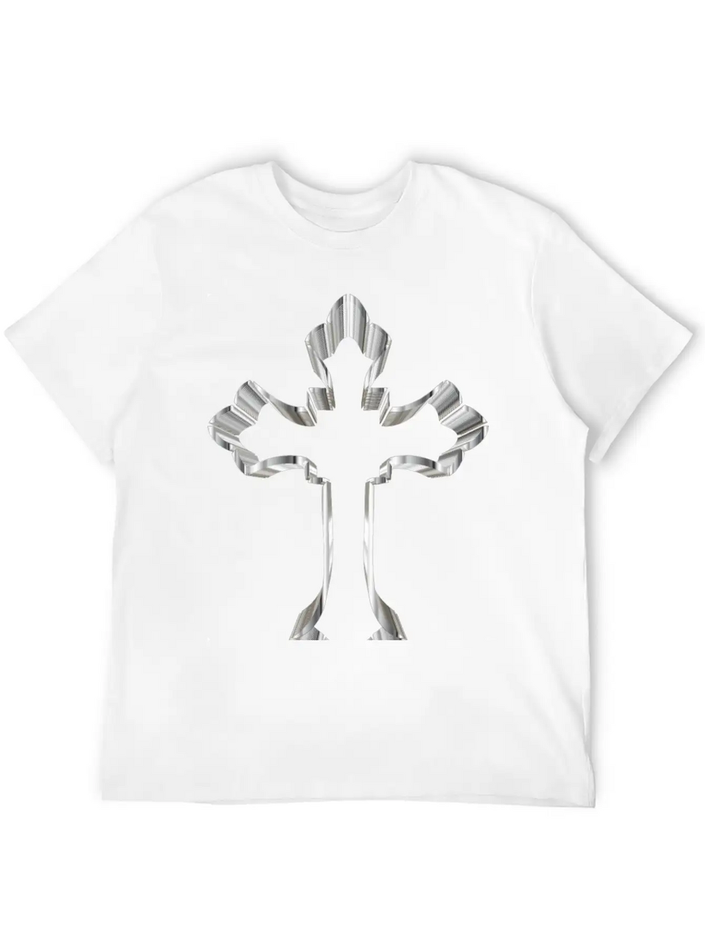 Chrome Ornate Cross No Background Breathable Graphic T-Shirt – Perfect For Casual Days