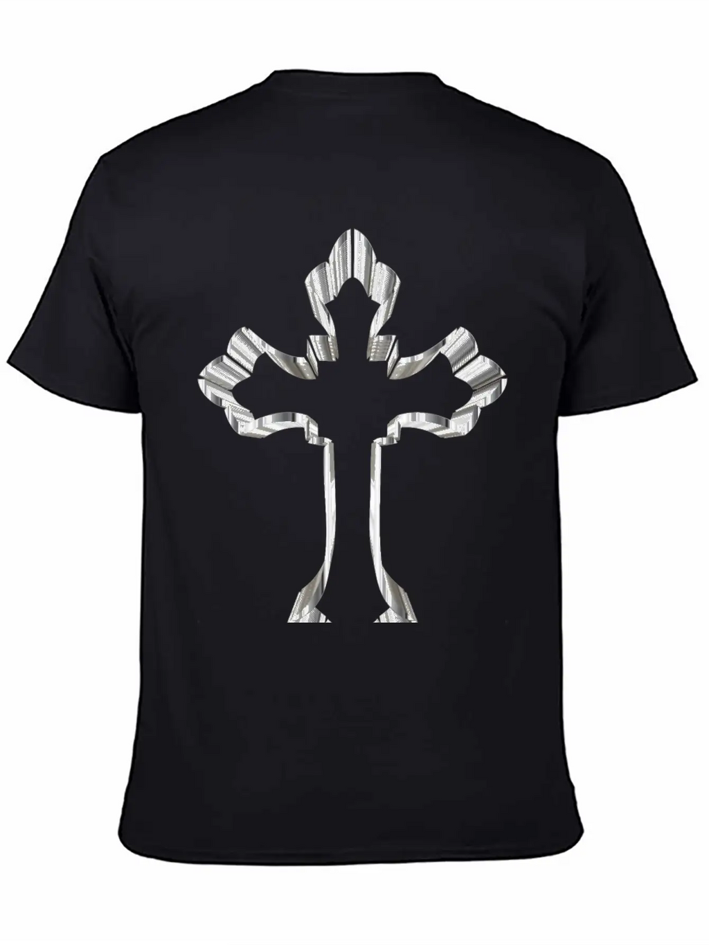 Chrome Ornate Cross No Background Breathable Graphic T-Shirt – Perfect For Casual Days