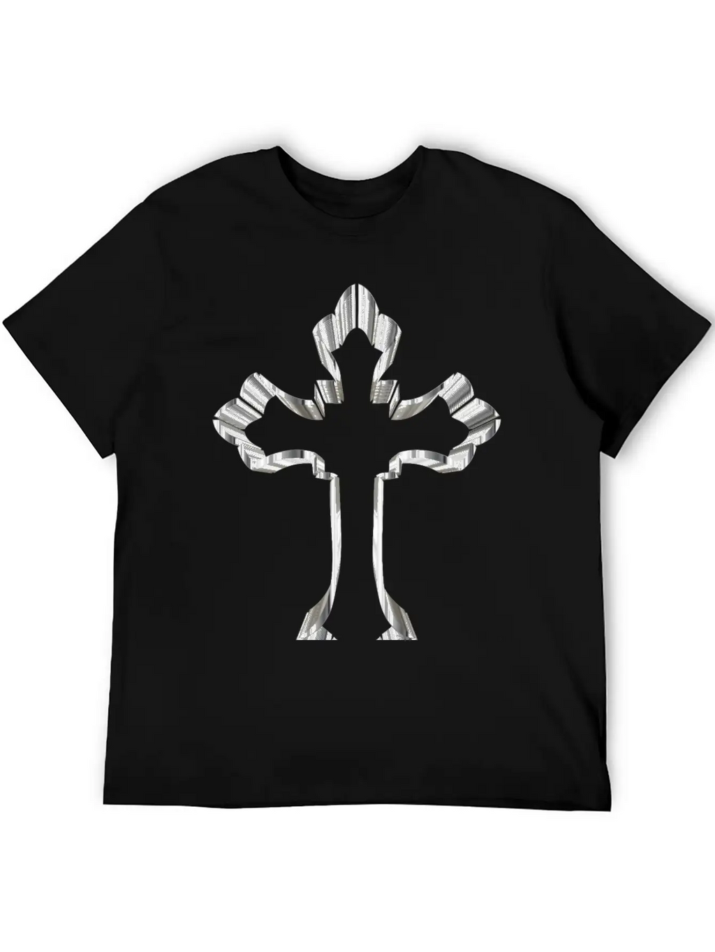 Chrome Ornate Cross No Background Breathable Graphic T-Shirt – Perfect For Casual Days