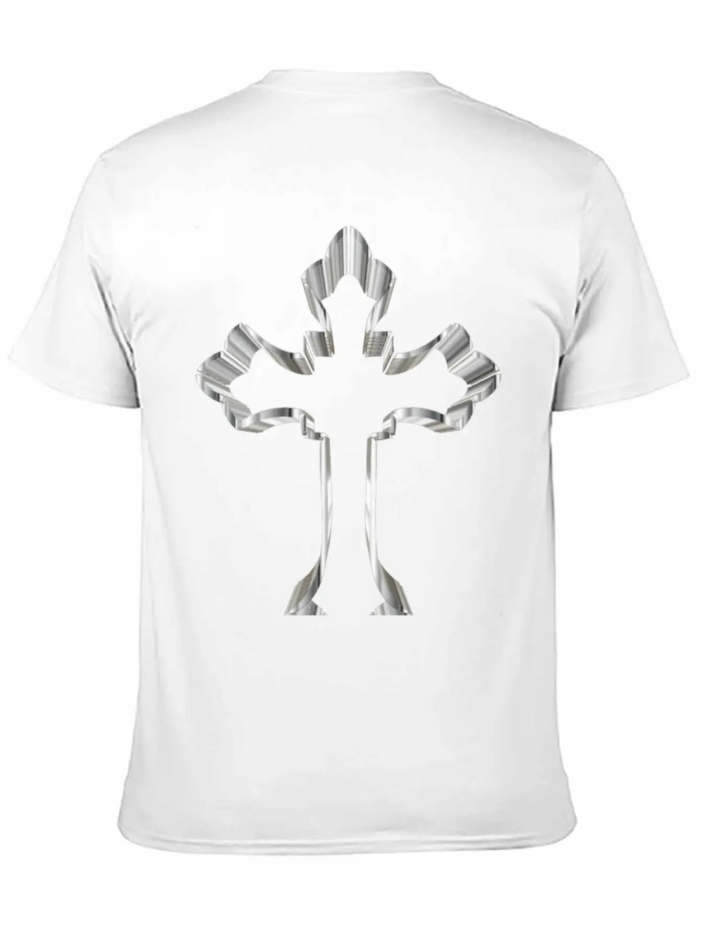 Chrome Ornate Cross No Background Breathable Graphic T-Shirt – Perfect For Casual Days