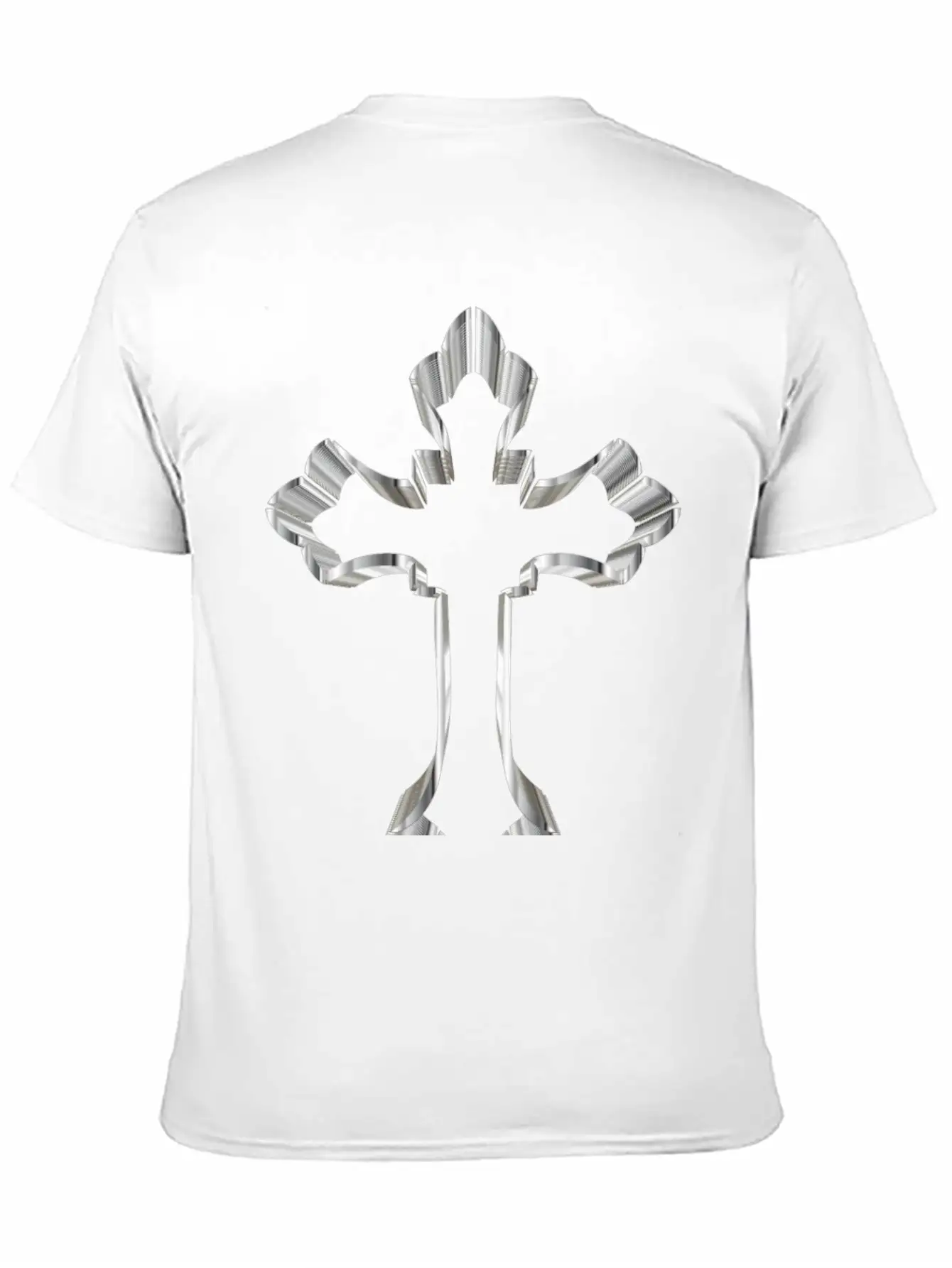 Chrome Ornate Cross No Background Breathable Graphic T-Shirt – Perfect For Casual Days