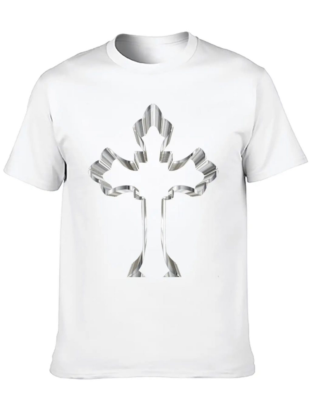 Chrome Ornate Cross No Background Breathable Graphic T-Shirt – Perfect For Casual Days