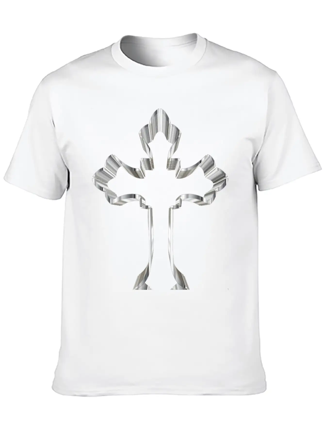 Chrome Ornate Cross No Background Breathable Graphic T-Shirt – Perfect For Casual Days