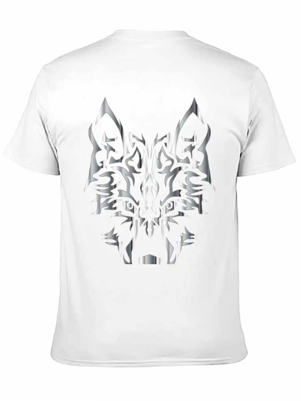 Chrome Symmetric Tribal Wolf No Background Classic Cotton Tee – Unisex Comfort For Any Season