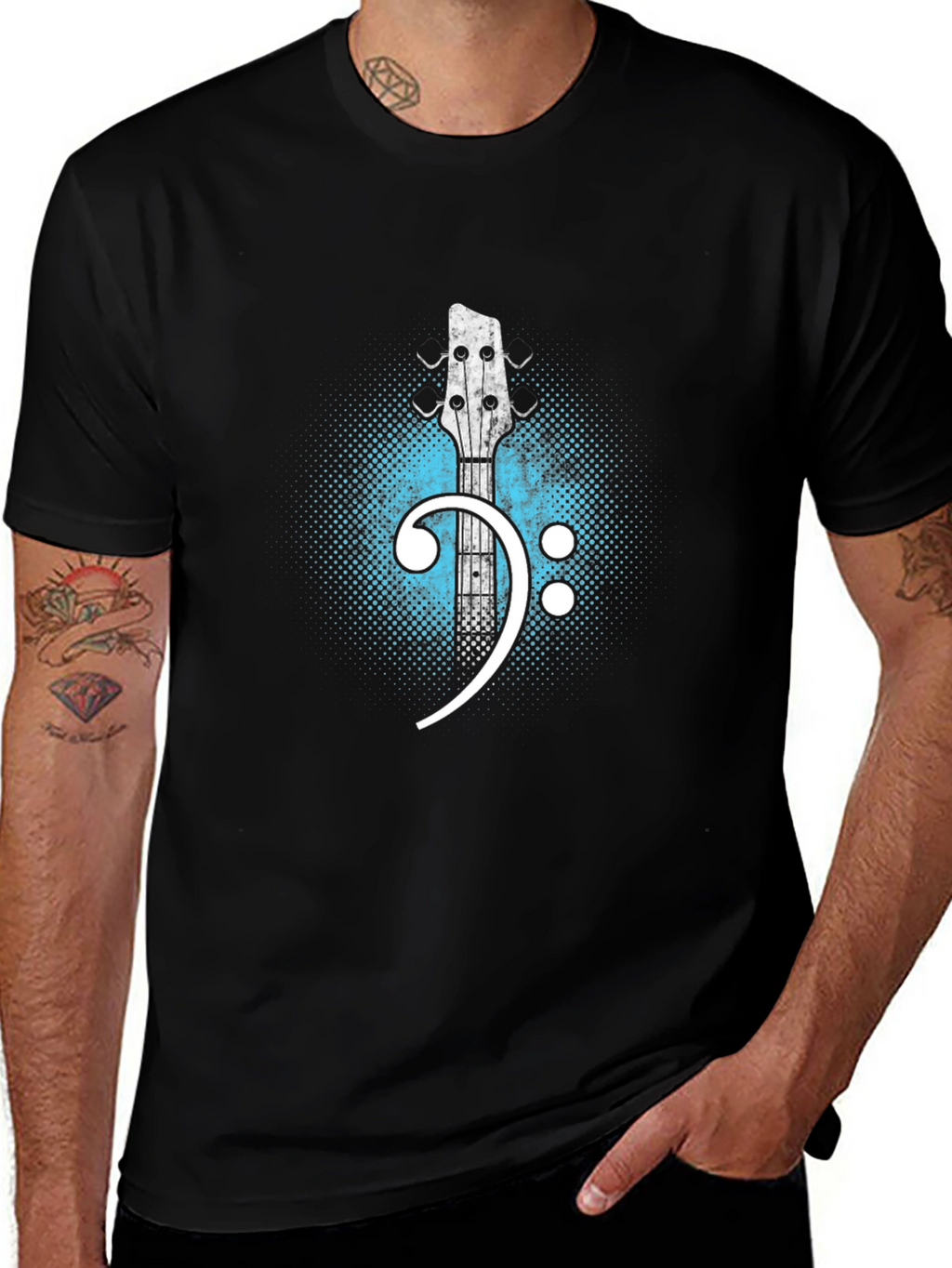 Bass Clef Guitar T-Shirt - Music Lover Tee