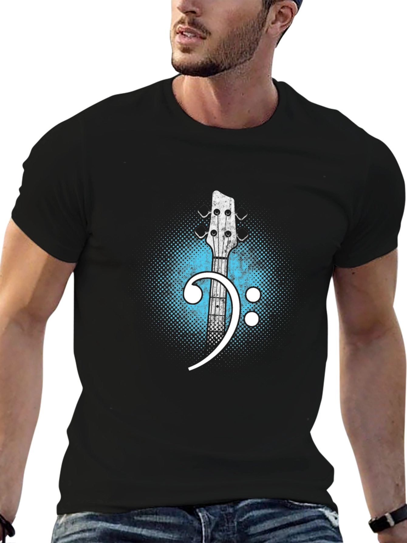 Bass Clef Guitar T-Shirt - Music Lover Tee