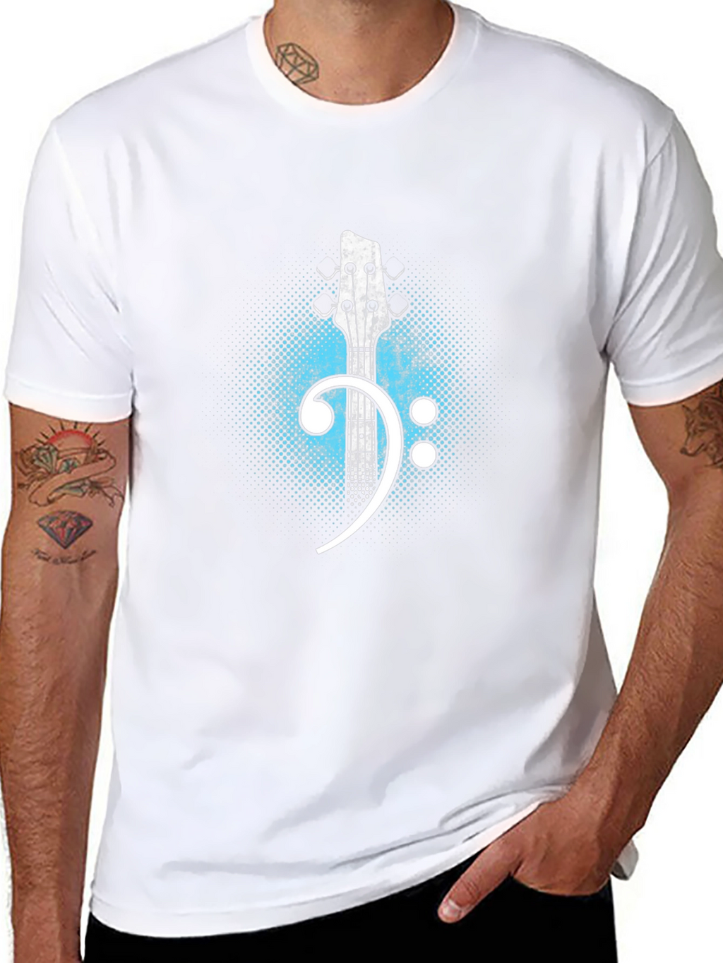 Bass Clef Guitar T-Shirt - Music Lover Tee