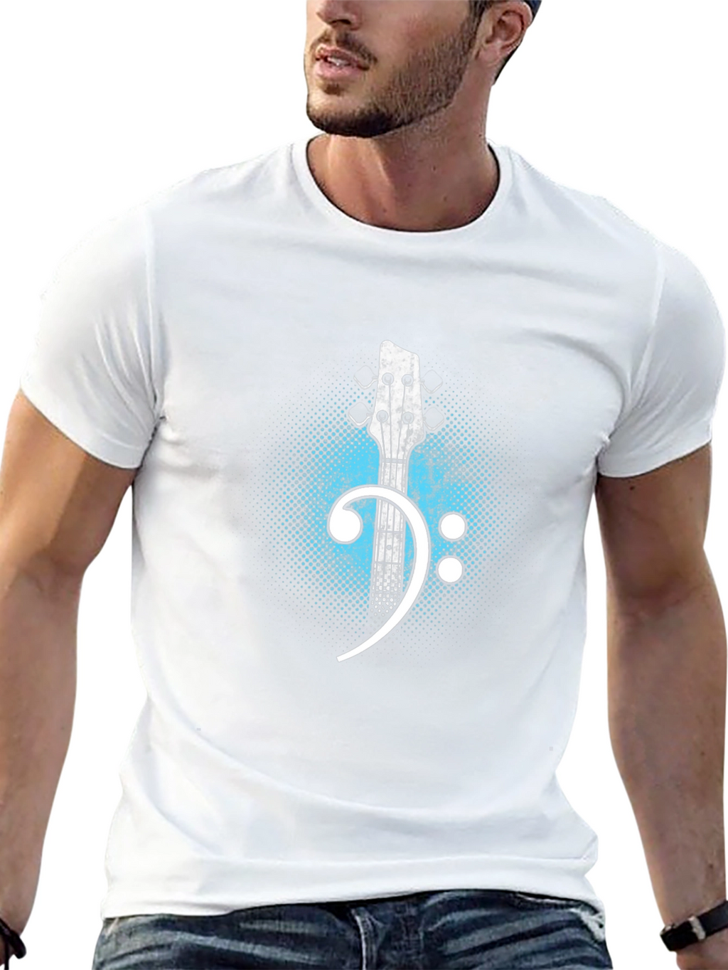 Bass Clef Guitar T-Shirt - Music Lover Tee