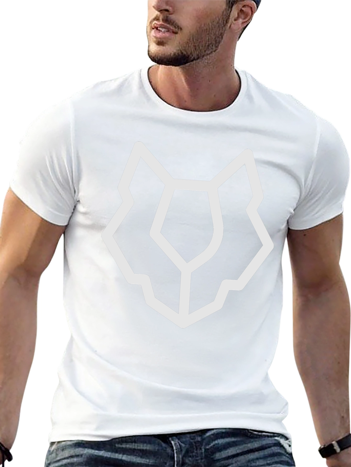 Abstract Wolf Head Graphic Tee - Black