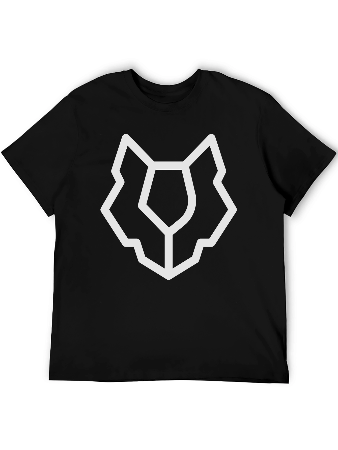Abstract Wolf Head Graphic Tee - Black