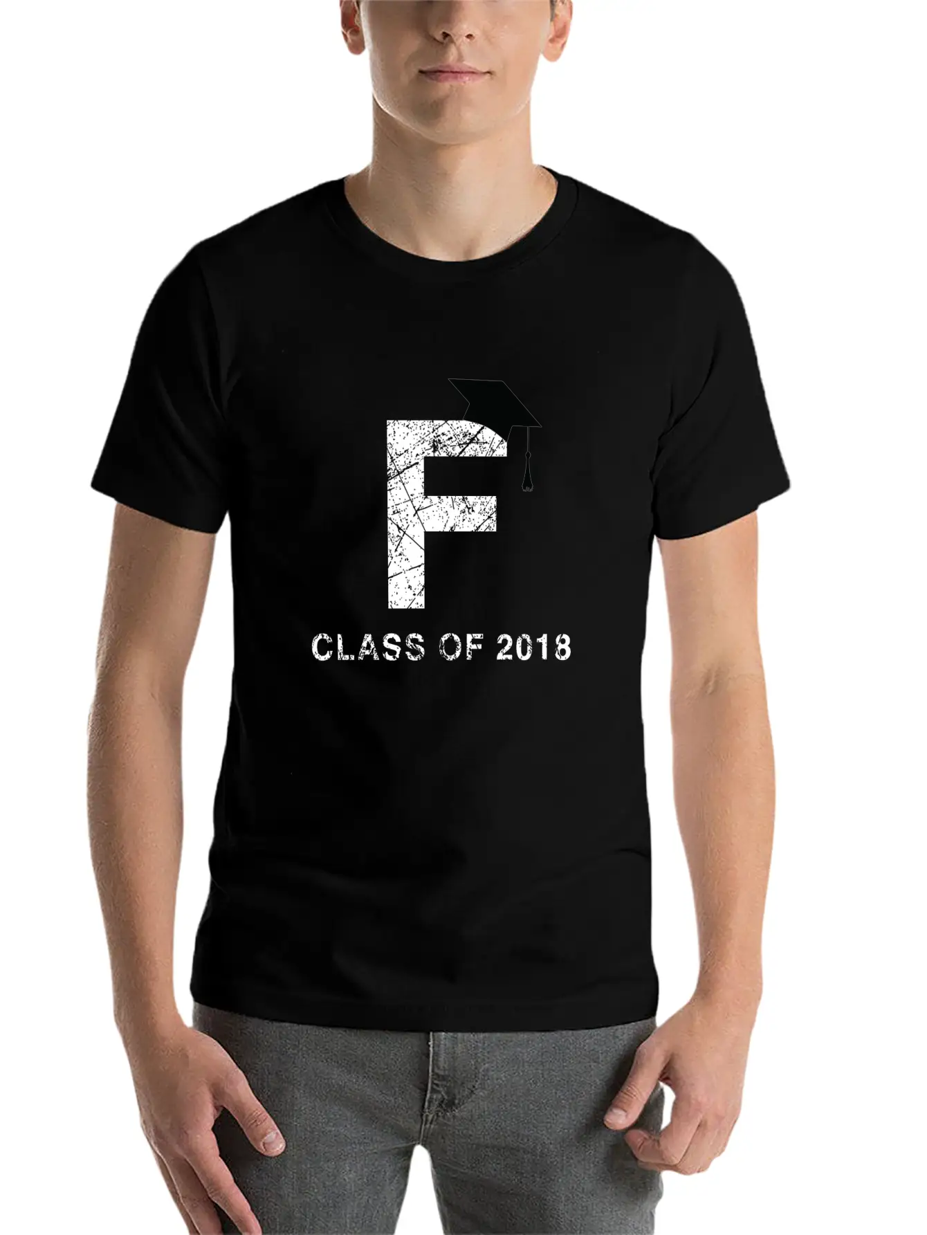 Class Of 2018 Last Name Letter F Graduation Shirt Essential Cotton Tee For Daily Outfits – Unisex Style