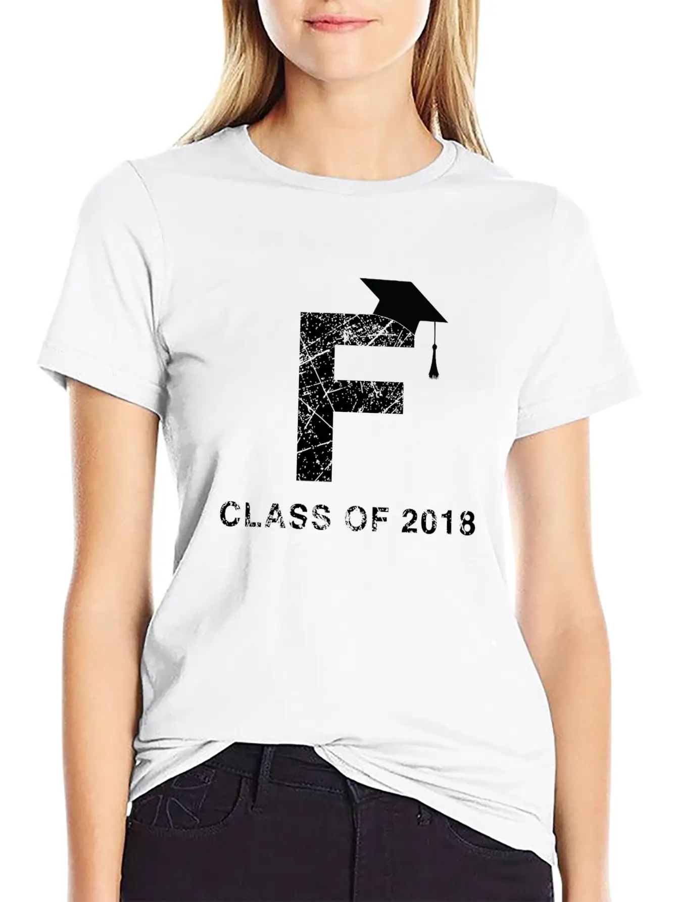 Class Of 2018 Last Name Letter F Graduation Shirt Essential Cotton Tee For Daily Outfits – Unisex Style