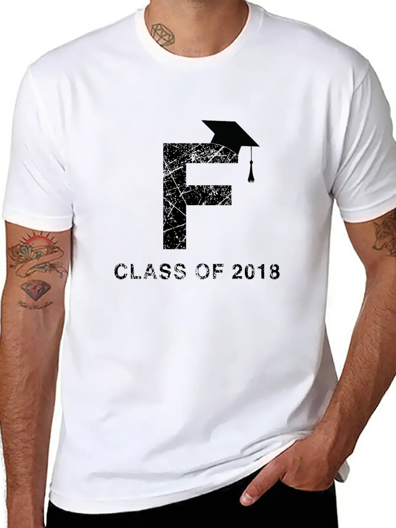 Class Of 2018 Last Name Letter F Graduation Shirt Essential Cotton Tee For Daily Outfits – Unisex Style