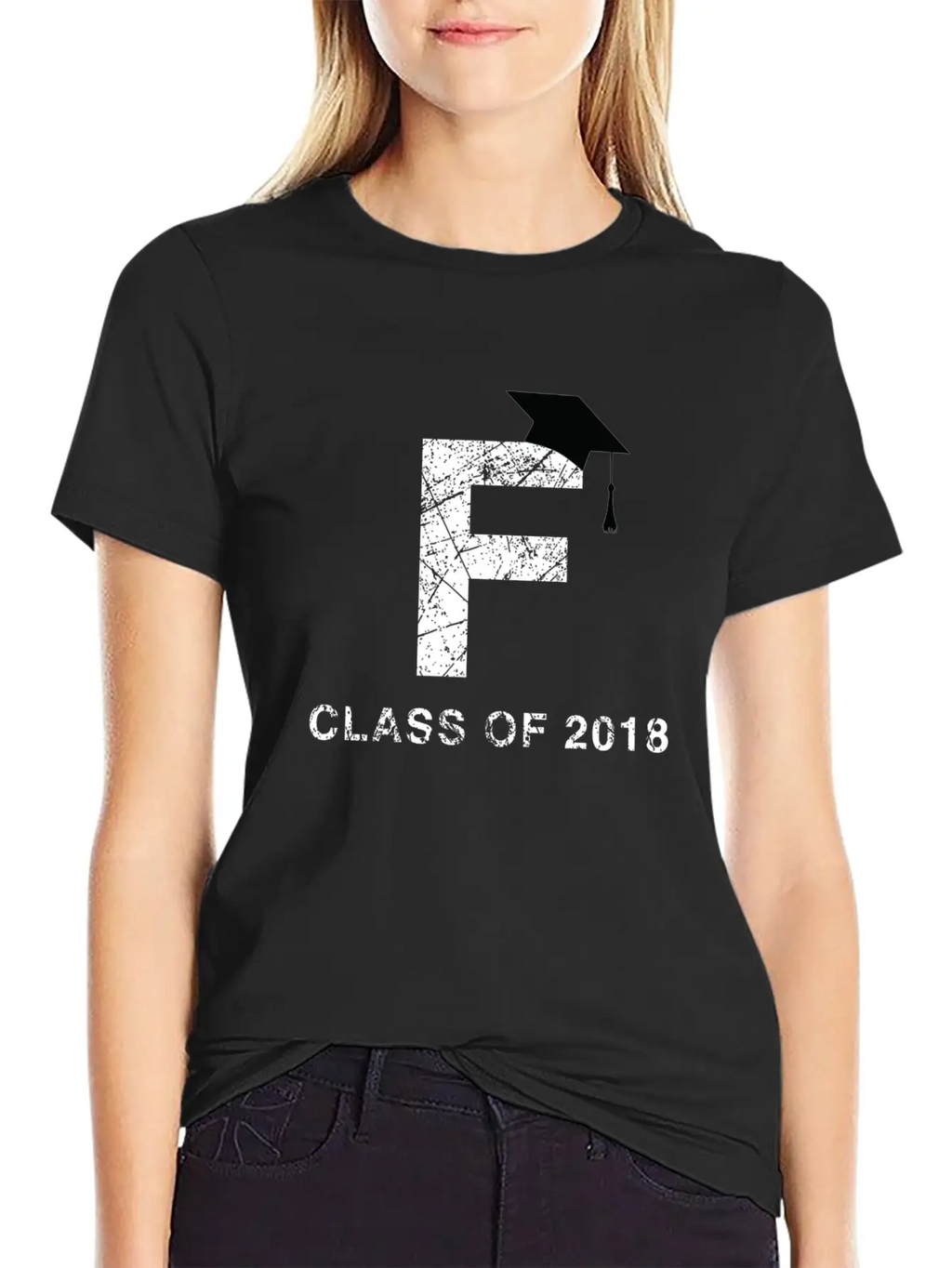 Class Of 2018 Last Name Letter F Graduation Shirt Essential Cotton Tee For Daily Outfits – Unisex Style