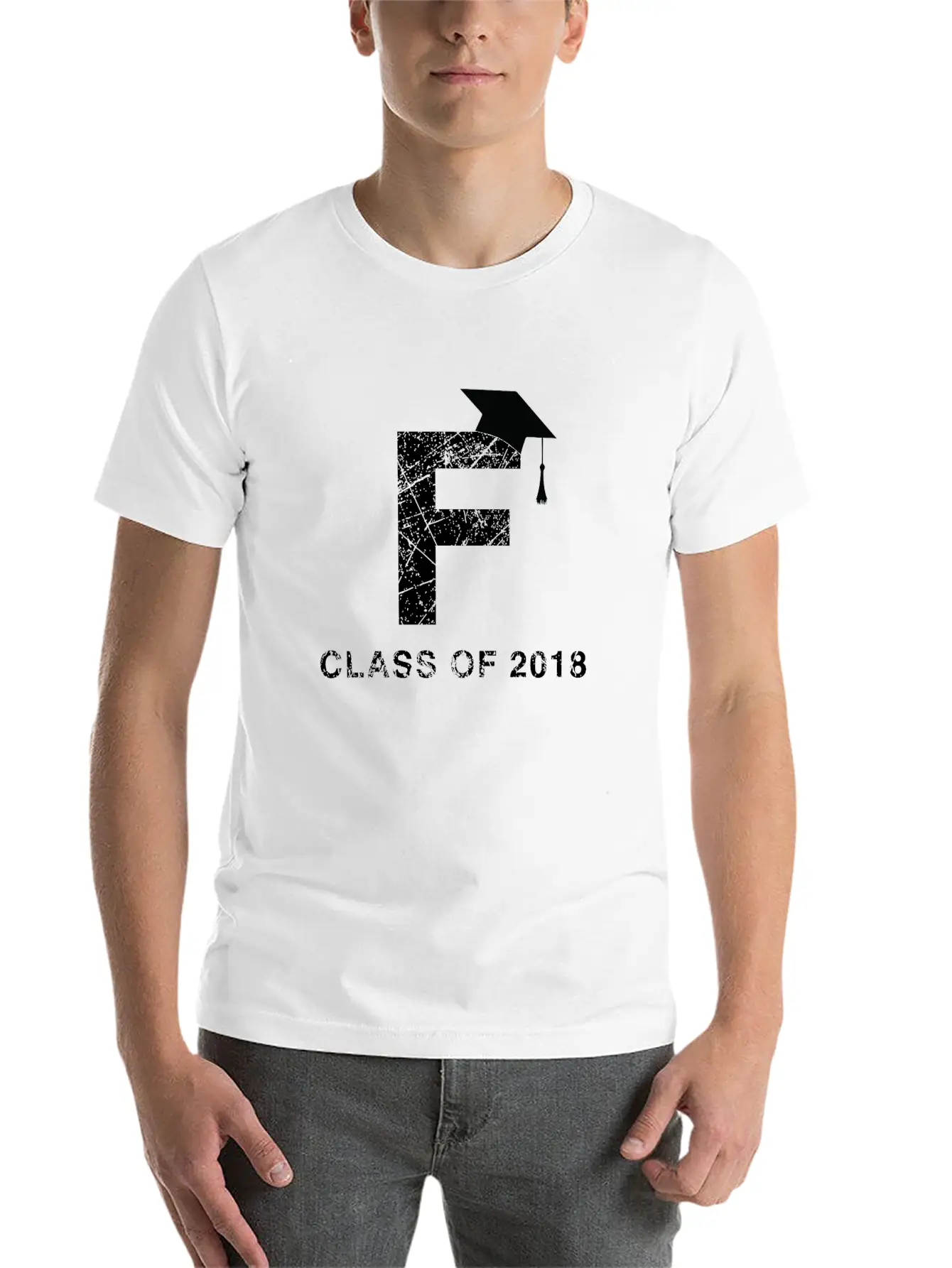 Class Of 2018 Last Name Letter F Graduation Shirt Essential Cotton Tee For Daily Outfits – Unisex Style