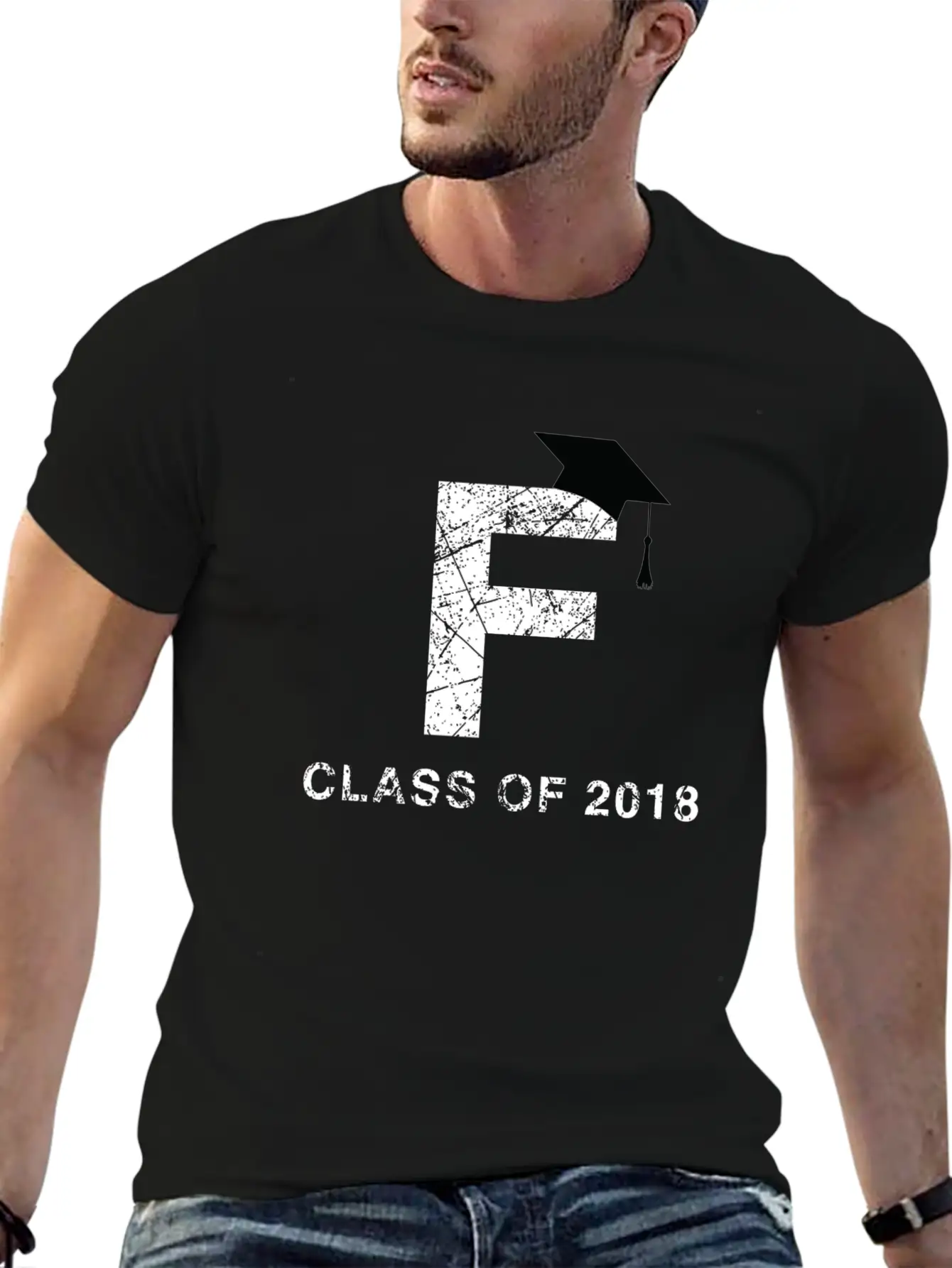 Class Of 2018 Last Name Letter F Graduation Shirt Essential Cotton Tee For Daily Outfits – Unisex Style