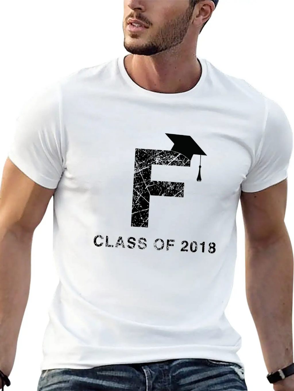 Class Of 2018 Last Name Letter F Graduation Shirt Essential Cotton Tee For Daily Outfits – Unisex Style
