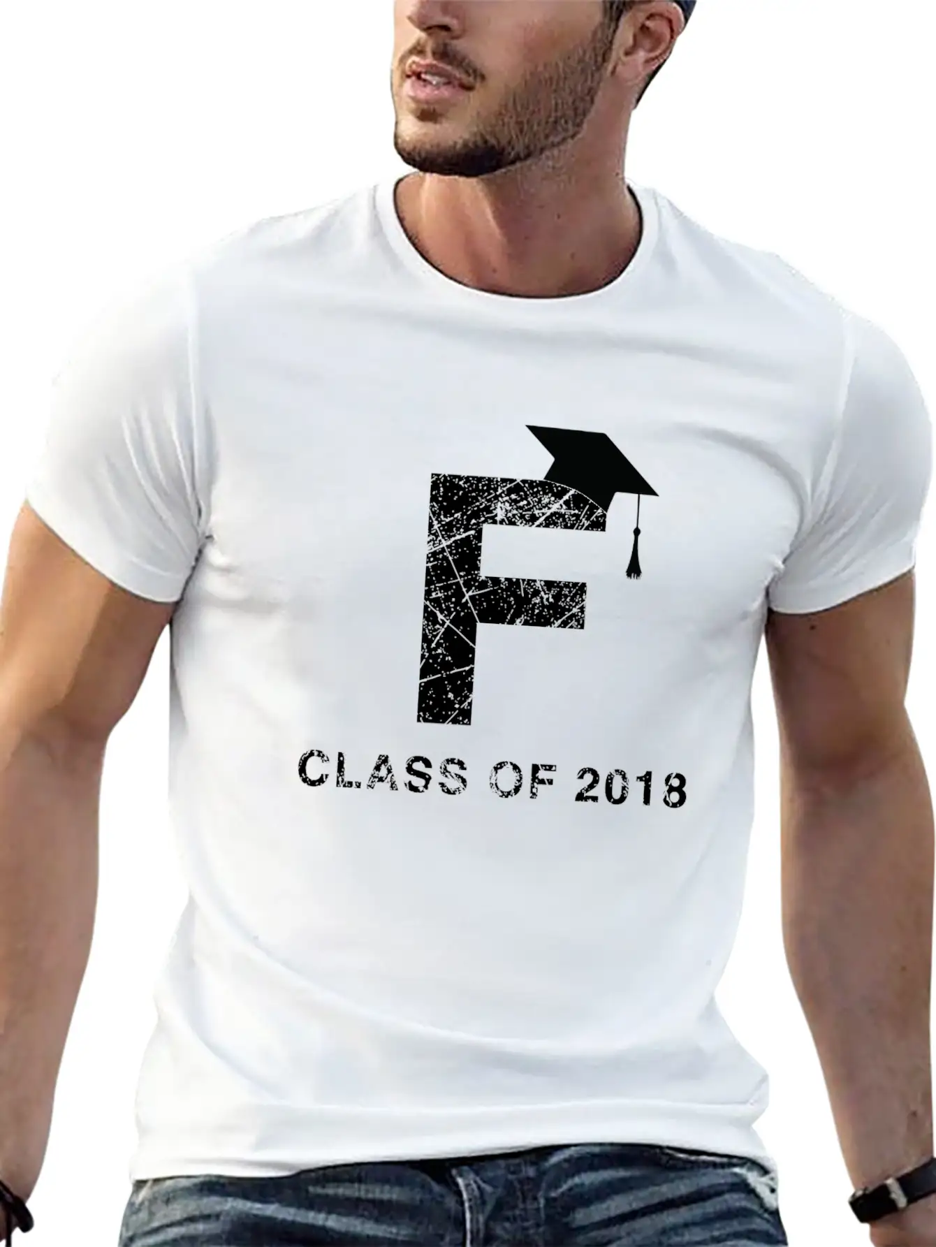Class Of 2018 Last Name Letter F Graduation Shirt Essential Cotton Tee For Daily Outfits – Unisex Style