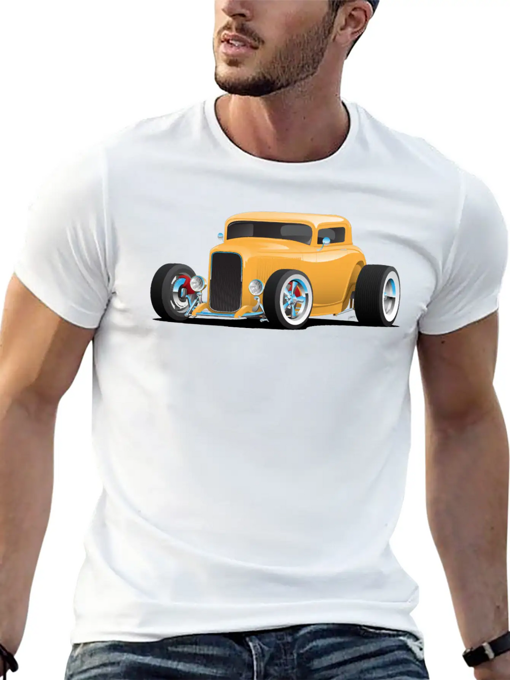 Classic American 32 Hotrod Car Illustration Breathable Graphic T-Shirt – Perfect For Casual Days