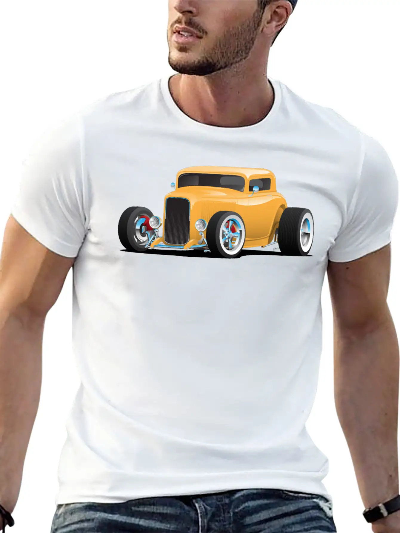 Classic American 32 Hotrod Car Illustration Breathable Graphic T-Shirt – Perfect For Casual Days