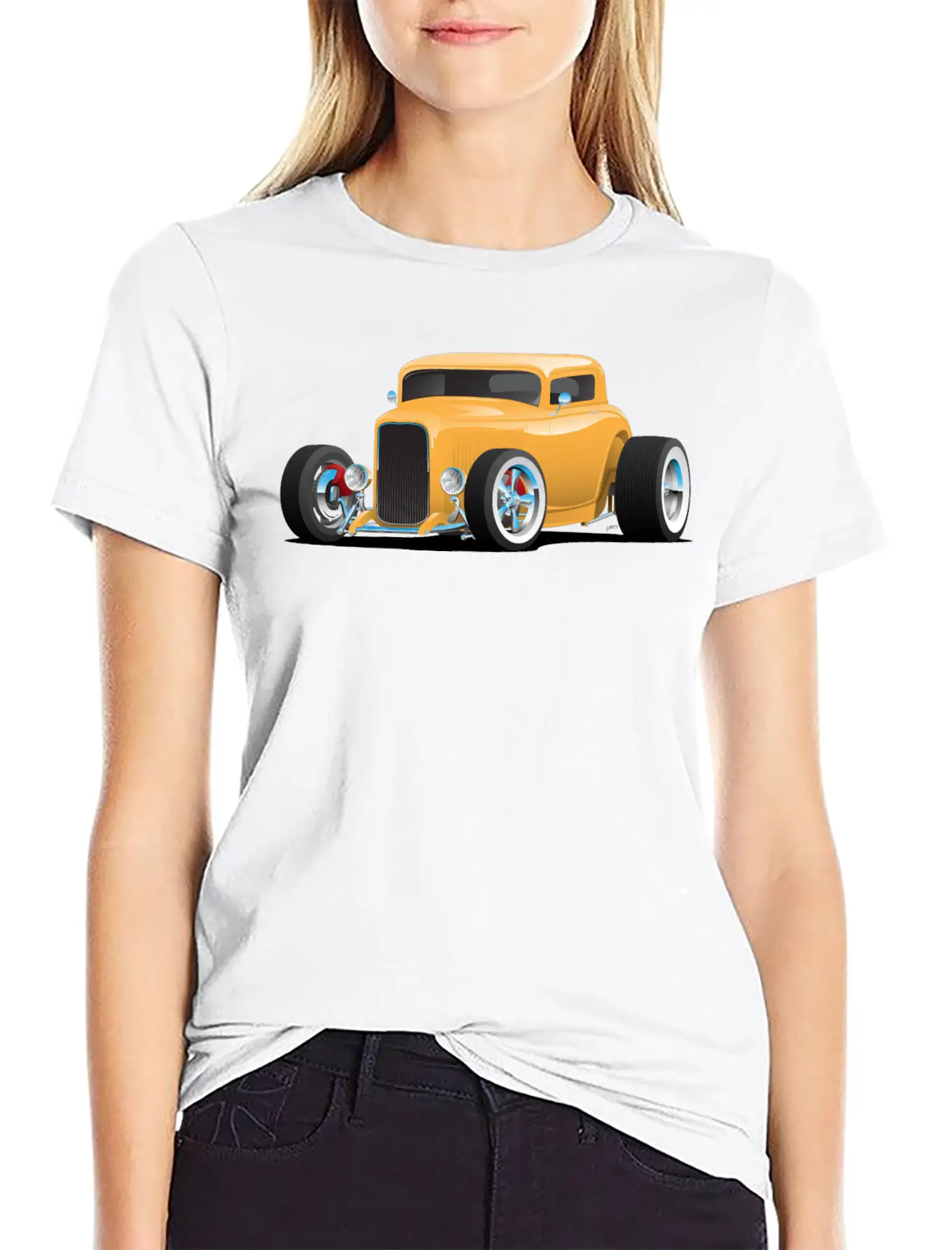 Classic American 32 Hotrod Car Illustration Breathable Graphic T-Shirt – Perfect For Casual Days