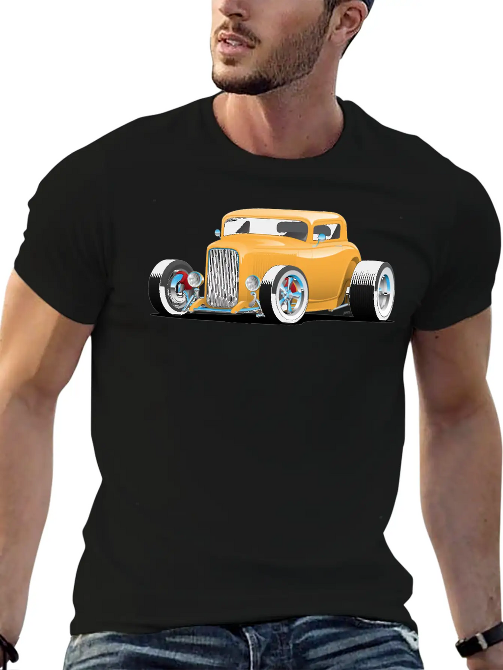 Classic American 32 Hotrod Car Illustration Breathable Graphic T-Shirt – Perfect For Casual Days