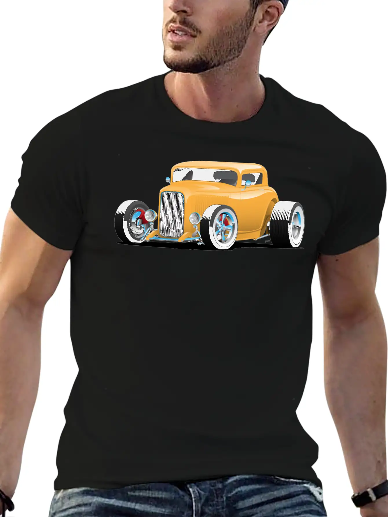 Classic American 32 Hotrod Car Illustration Breathable Graphic T-Shirt – Perfect For Casual Days