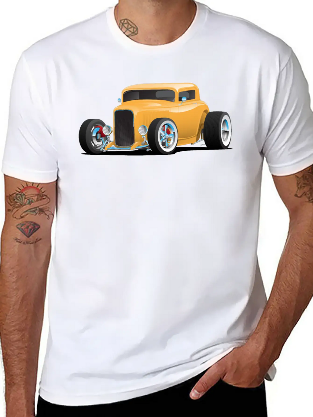 Classic American 32 Hotrod Car Illustration Breathable Graphic T-Shirt – Perfect For Casual Days