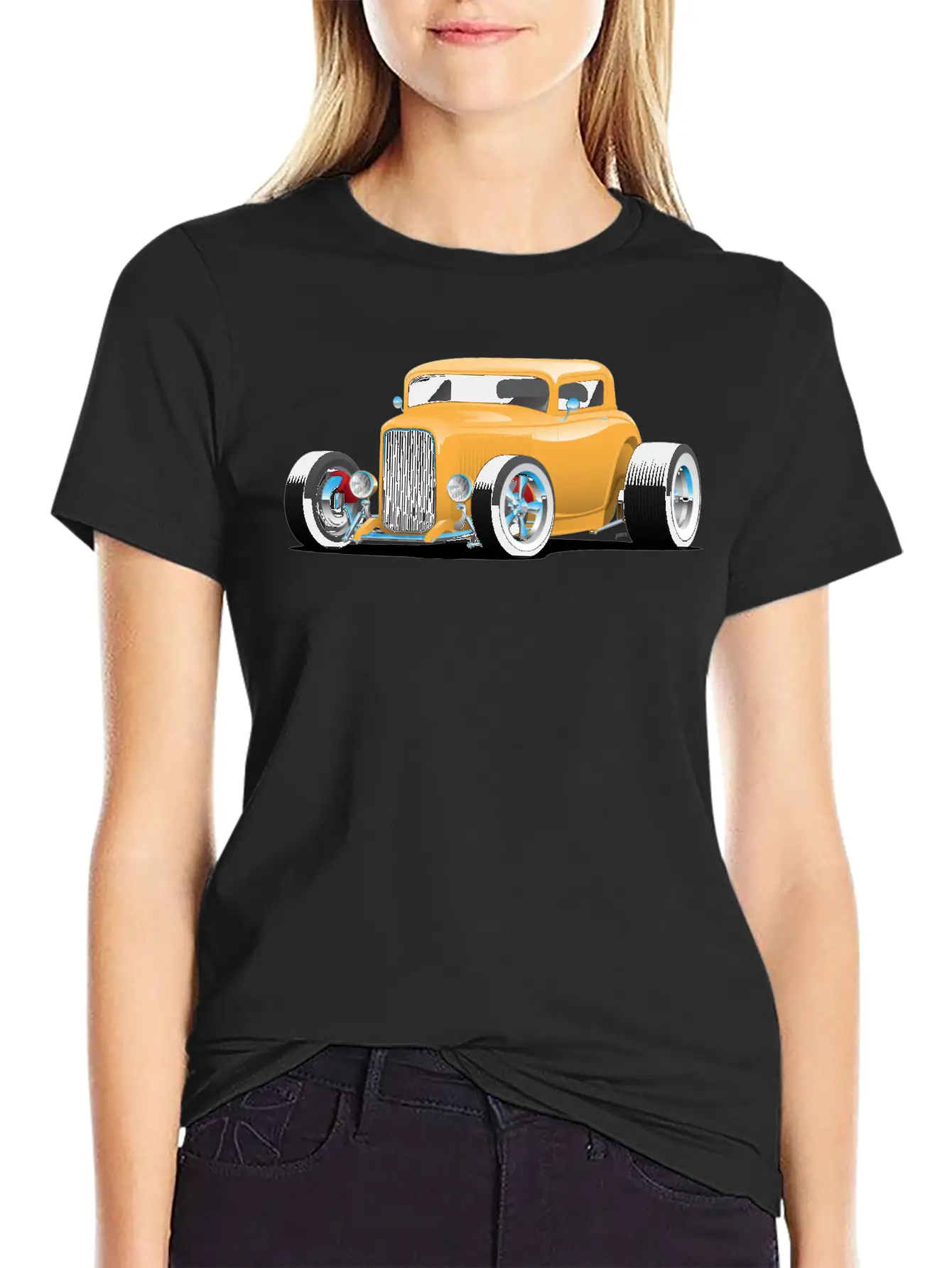 Classic American 32 Hotrod Car Illustration Breathable Graphic T-Shirt – Perfect For Casual Days
