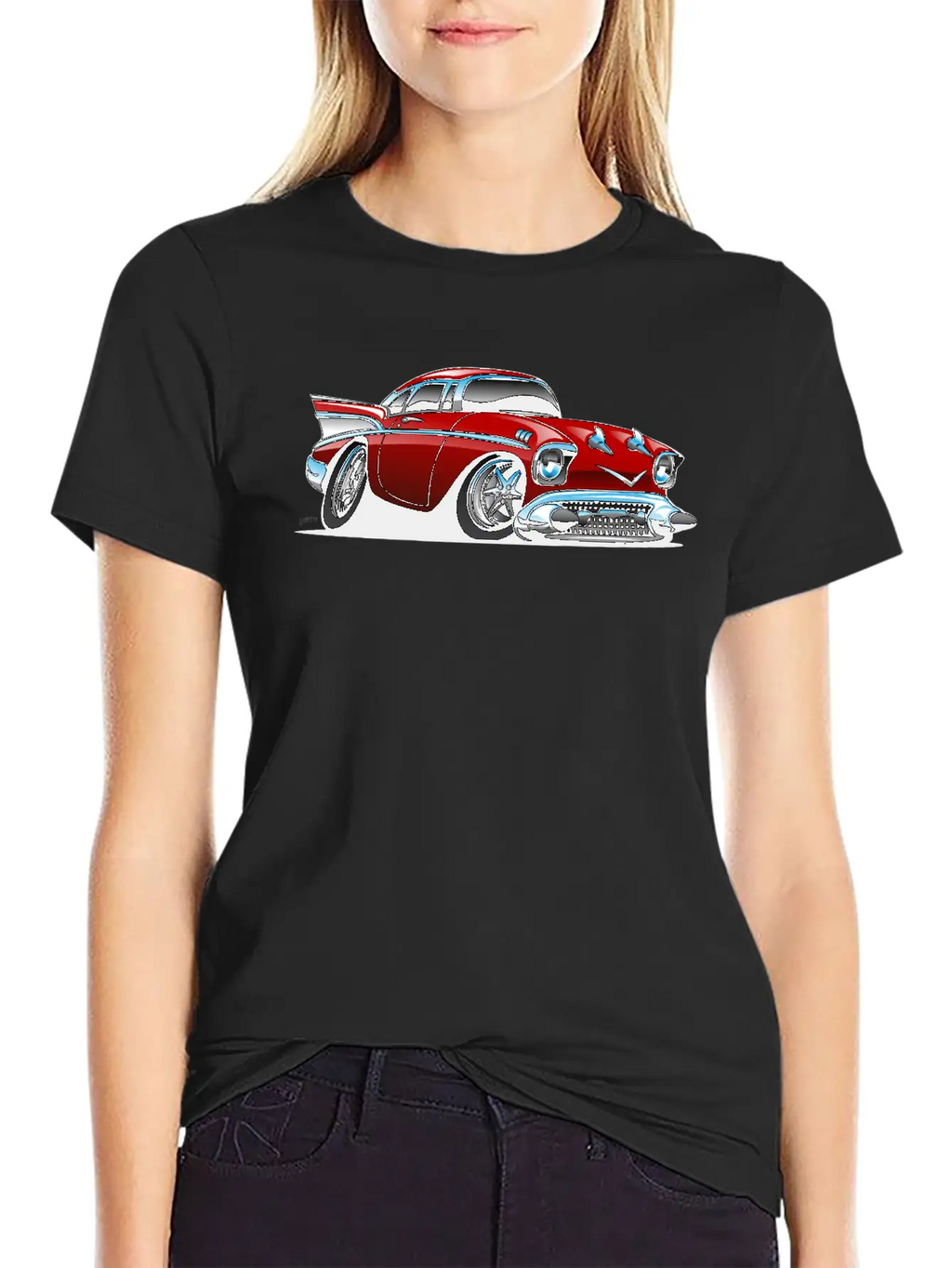 Classic American 57 Hot Rod Cartoon Unisex Casual T-Shirt – Clean Design For Daily Comfort