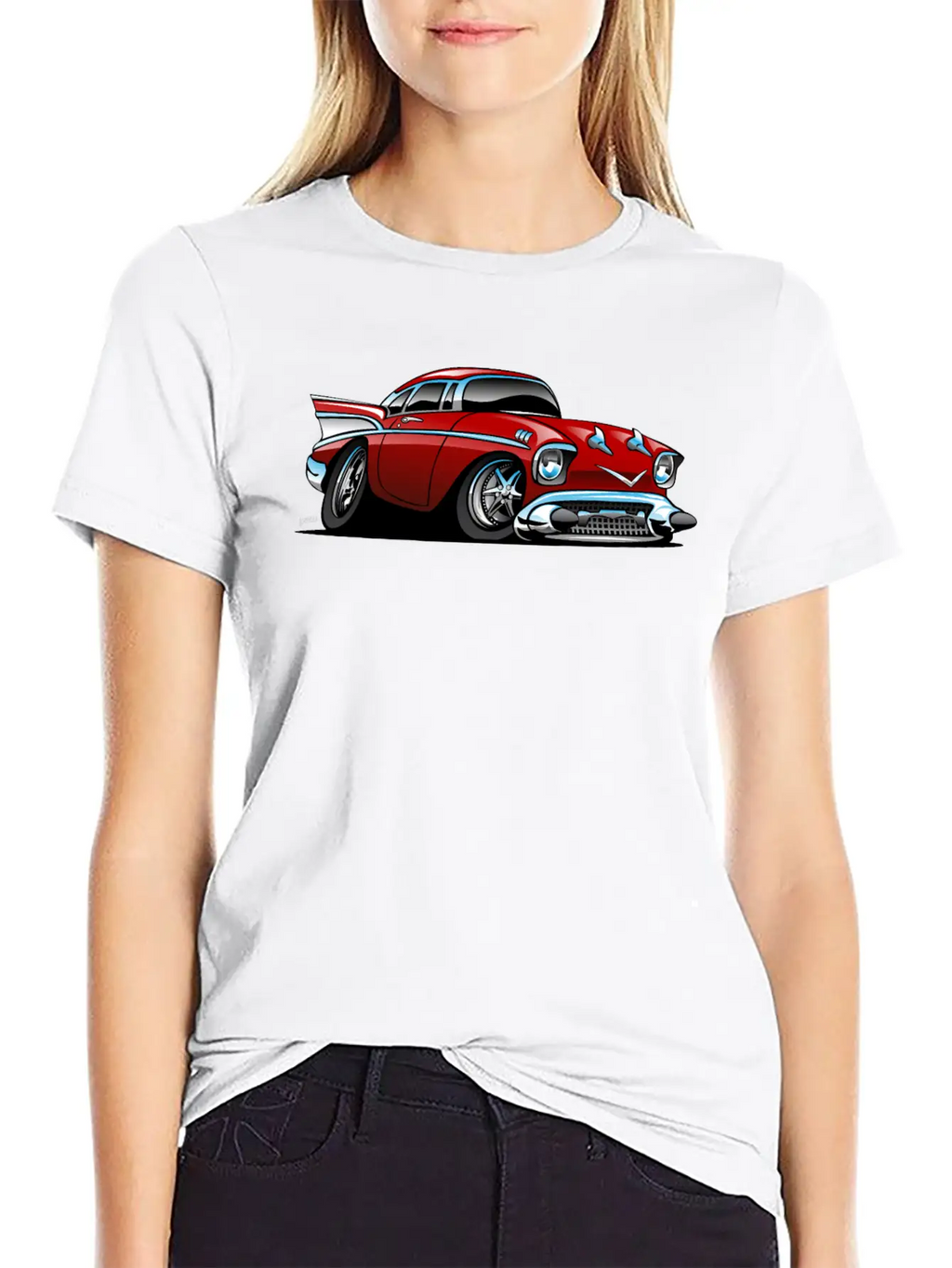Classic American 57 Hot Rod Cartoon Unisex Casual T-Shirt – Clean Design For Daily Comfort