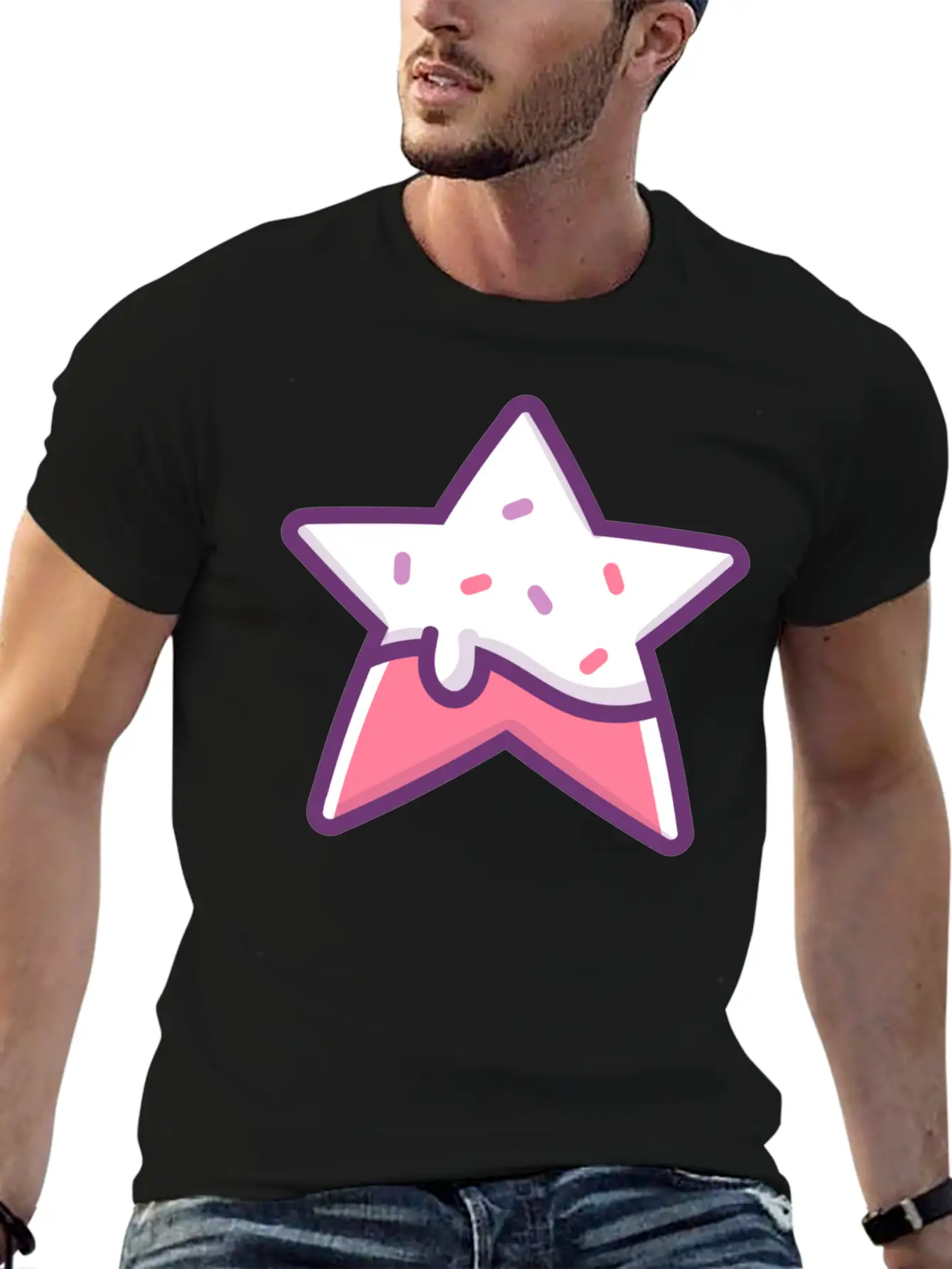 Classic Retro Game Star Power Up With Frosting Modern Fit Casual T-Shirt – Clean And Versatile Design