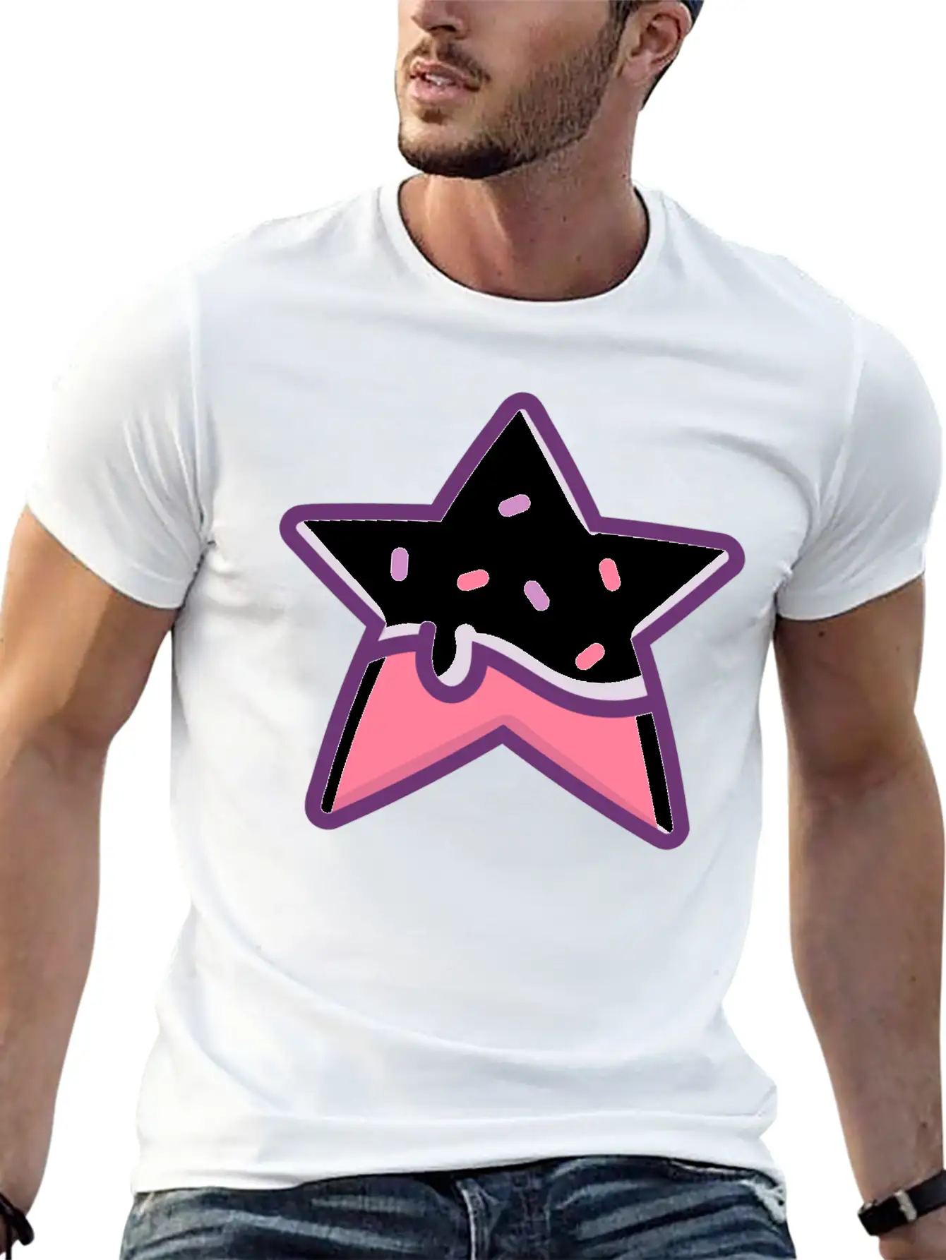 Classic Retro Game Star Power Up With Frosting Modern Fit Casual T-Shirt – Clean And Versatile Design