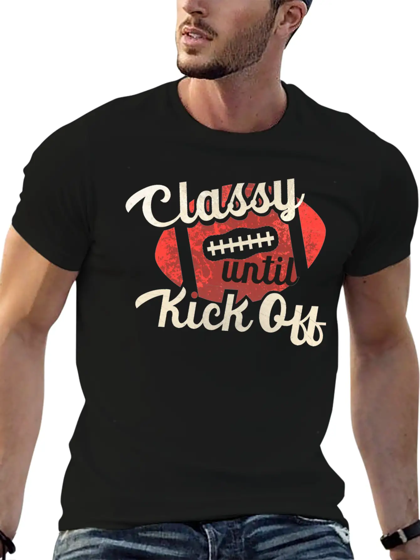Classy Until Kick Off-Football Breathable Graphic T-Shirt – Perfect For Casual Days