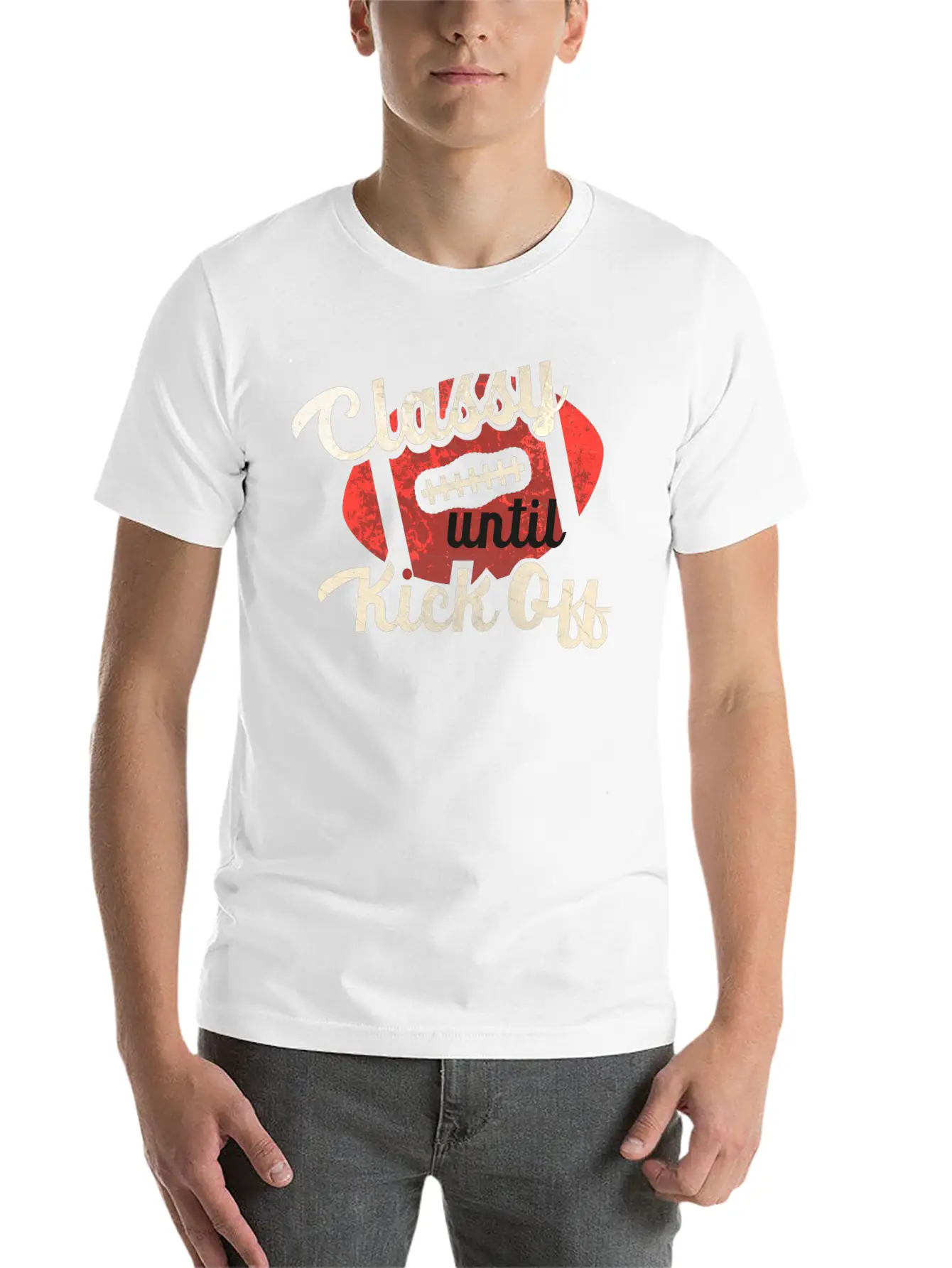 Classy Until Kick Off-Football Breathable Graphic T-Shirt – Perfect For Casual Days