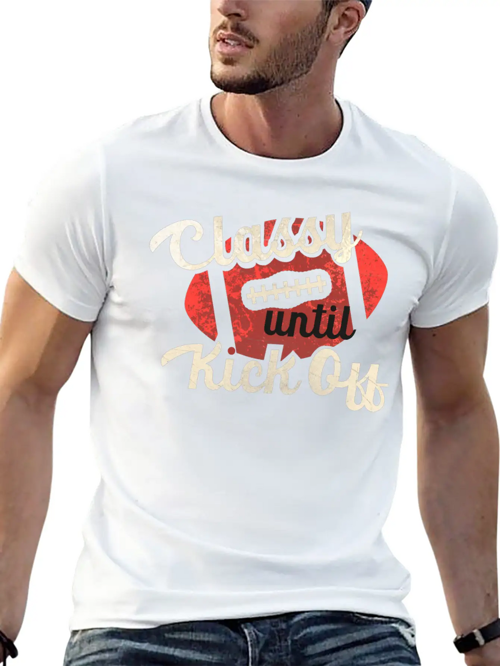 Classy Until Kick Off-Football Breathable Graphic T-Shirt – Perfect For Casual Days