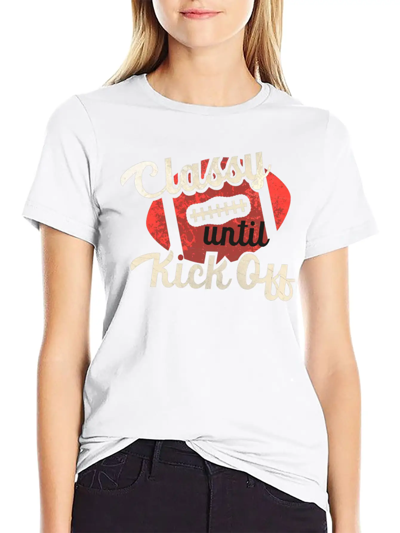 Classy Until Kick Off-Football Breathable Graphic T-Shirt – Perfect For Casual Days