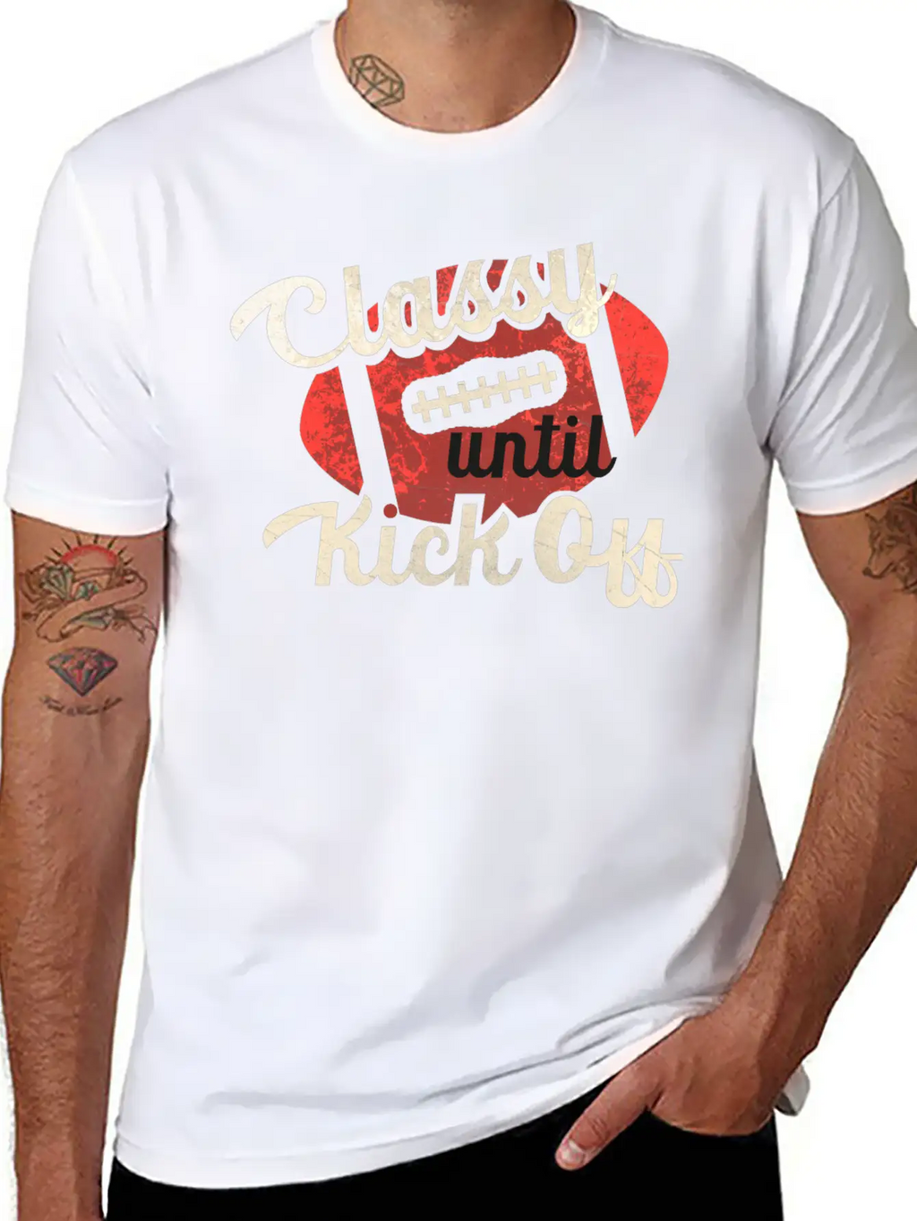 Classy Until Kick Off-Football Breathable Graphic T-Shirt – Perfect For Casual Days