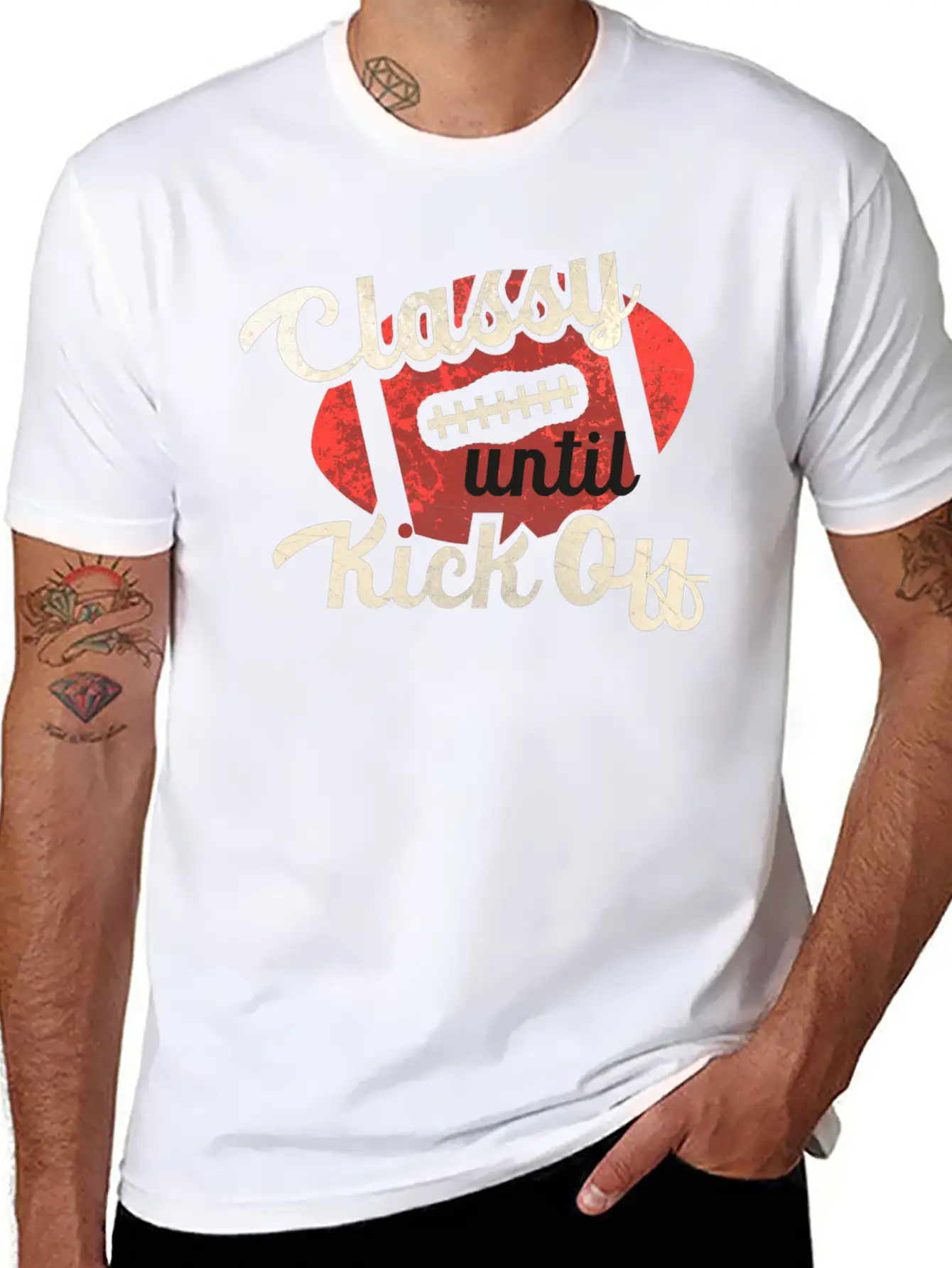 Classy Until Kick Off-Football Breathable Graphic T-Shirt – Perfect For Casual Days
