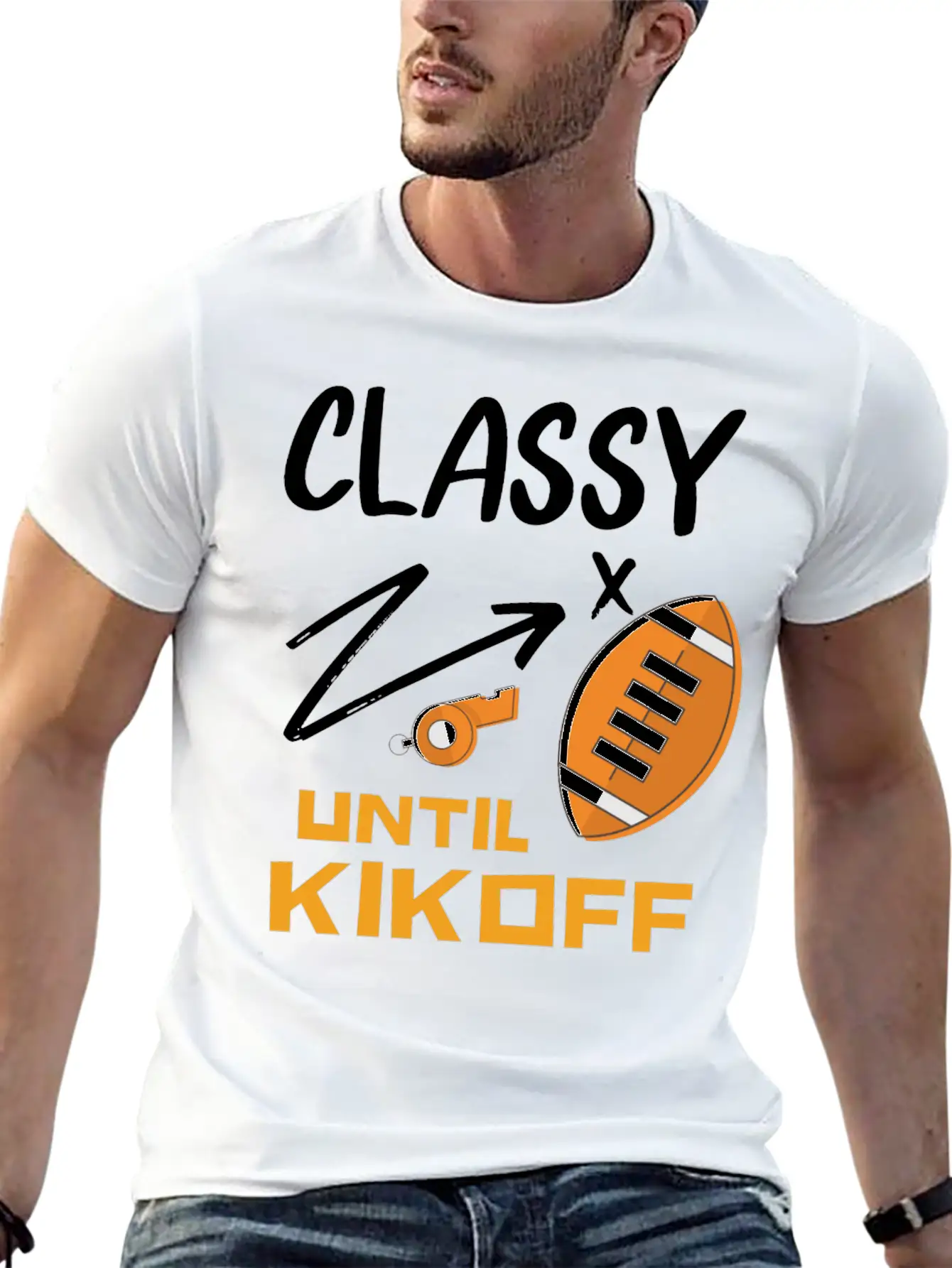 Classy Until Kickoff Football Hoodie, Stylish Everyday T-Shirt – Unisex Basic Cotton Tee
