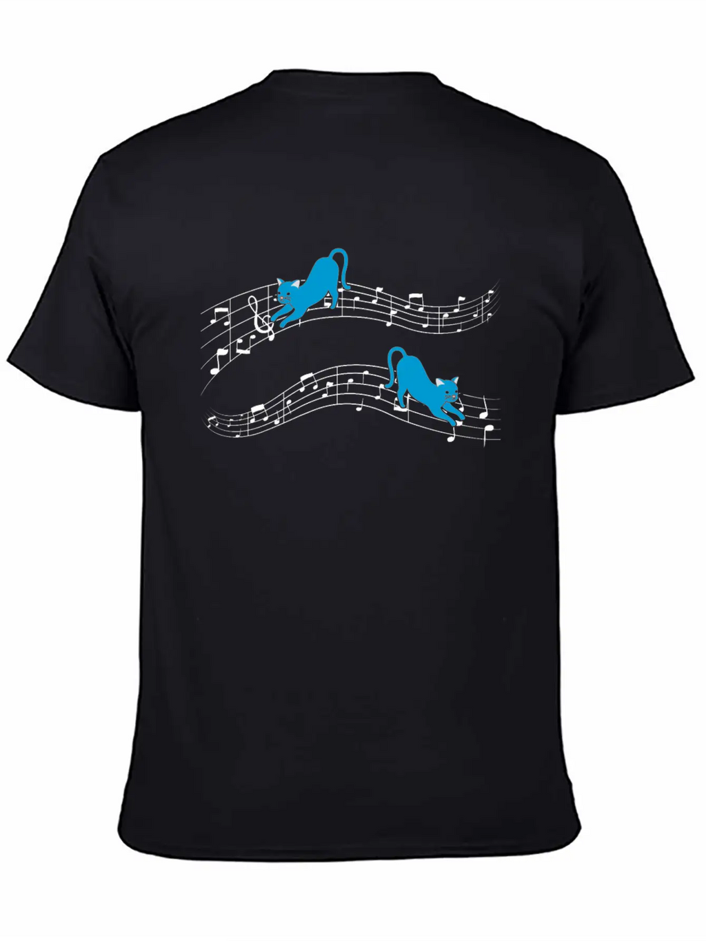 Clef Cat Playing On Musical Notes Musician Timeless Short Sleeve Tee – Comfy And Minimalist Design