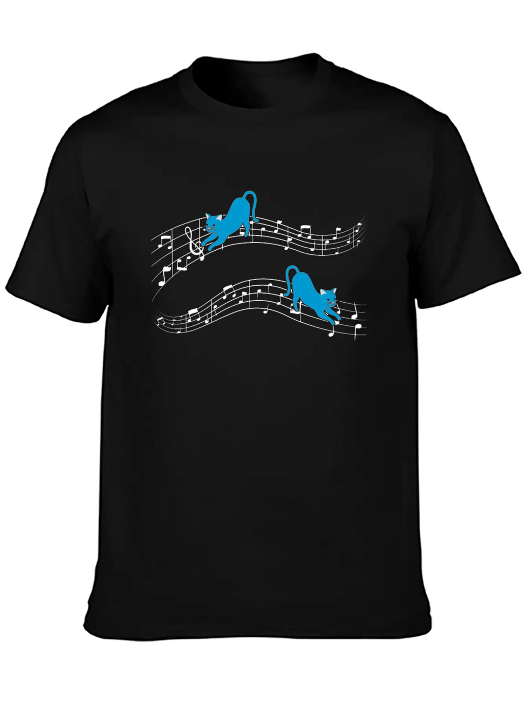 Clef Cat Playing On Musical Notes Musician Timeless Short Sleeve Tee – Comfy And Minimalist Design