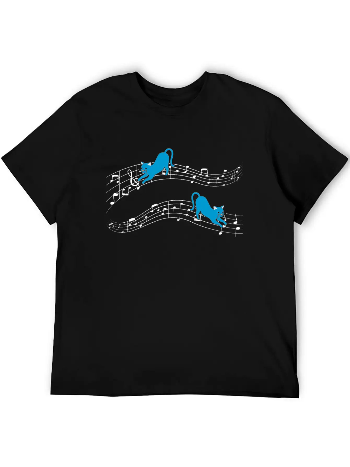 Clef Cat Playing On Musical Notes Musician Timeless Short Sleeve Tee – Comfy And Minimalist Design