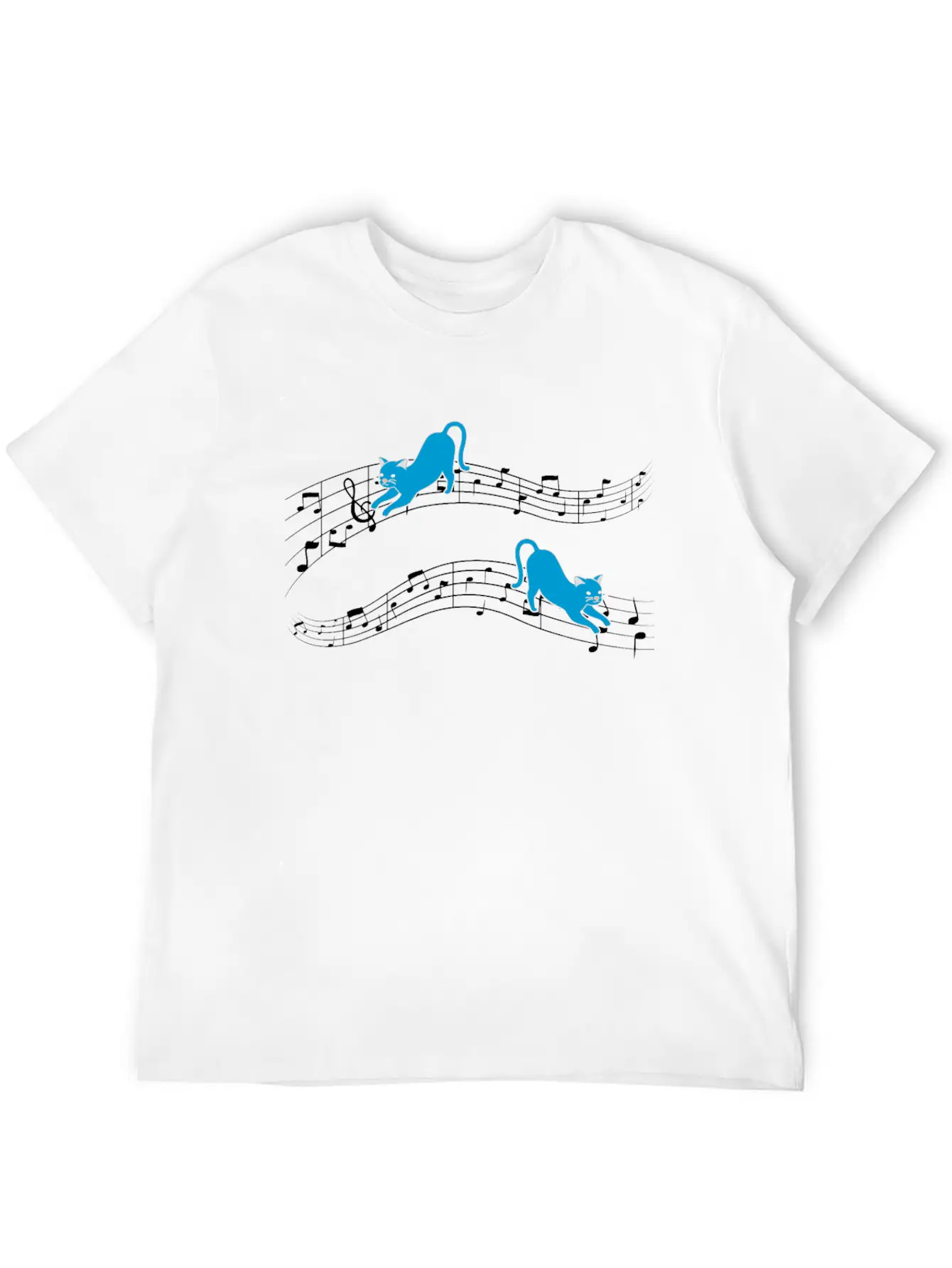 Clef Cat Playing On Musical Notes Musician Timeless Short Sleeve Tee – Comfy And Minimalist Design