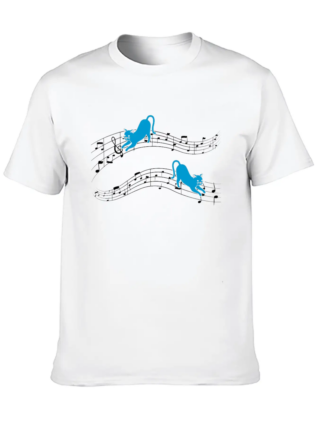 Clef Cat Playing On Musical Notes Musician Timeless Short Sleeve Tee – Comfy And Minimalist Design