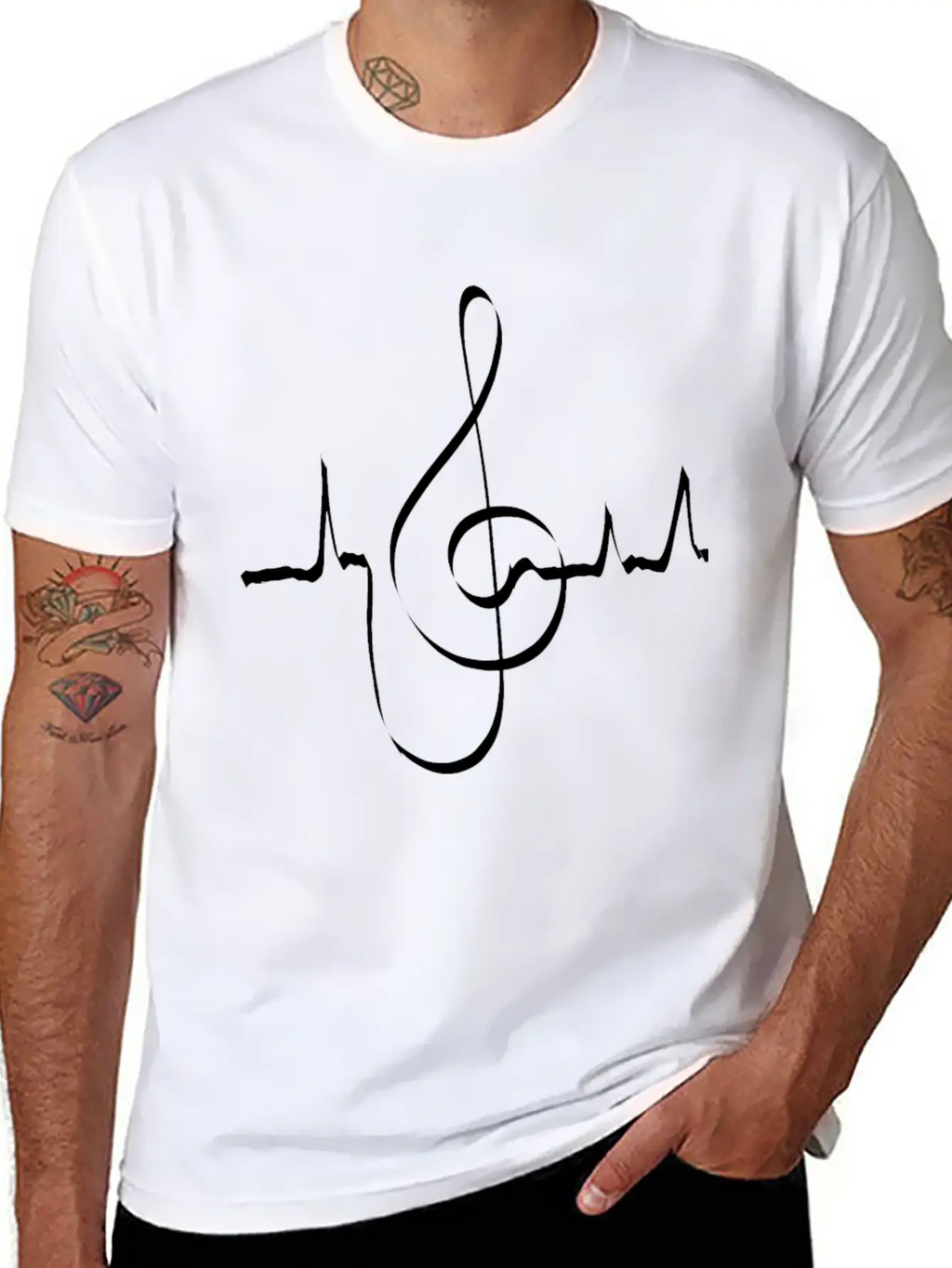 Clef Heartbeat Musician Singer Classic Cotton Tee – Unisex Comfort For Any Season