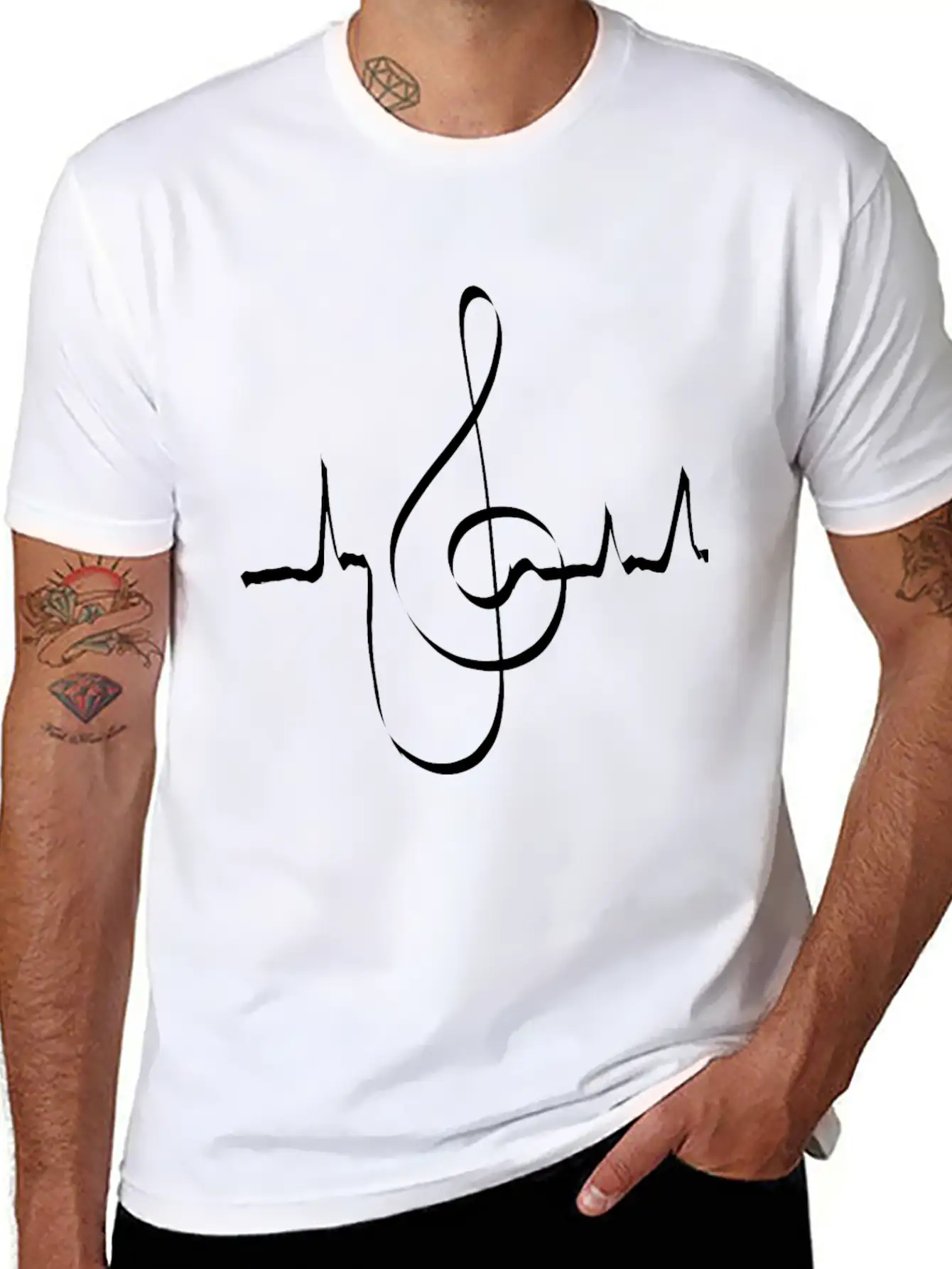 Clef Heartbeat Musician Singer Classic Cotton Tee – Unisex Comfort For Any Season