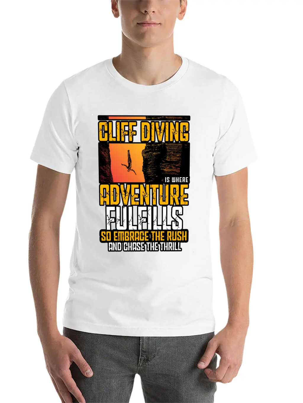 Cliff Diving Is Where Adventure Fulfills Timeless Short Sleeve Tee – Comfy And Minimalist Design